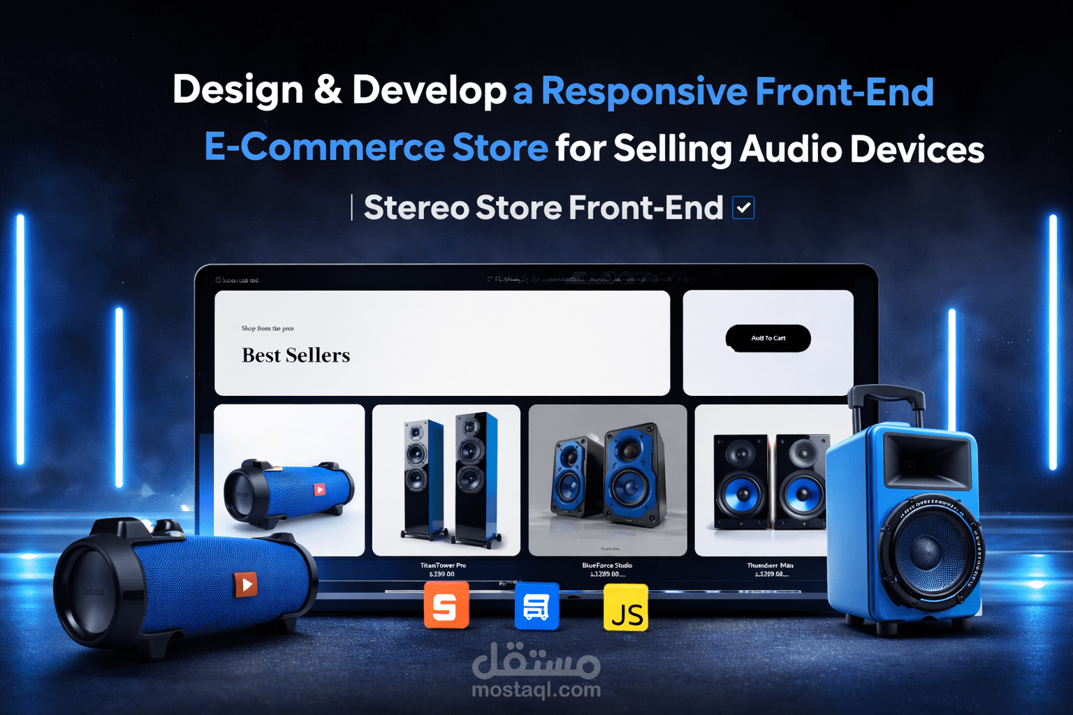 تصميم وتطوير واجهة متجر إلكتروني احترافية لبيع الأجهزة الصوتية | Stereo Store Front-End]