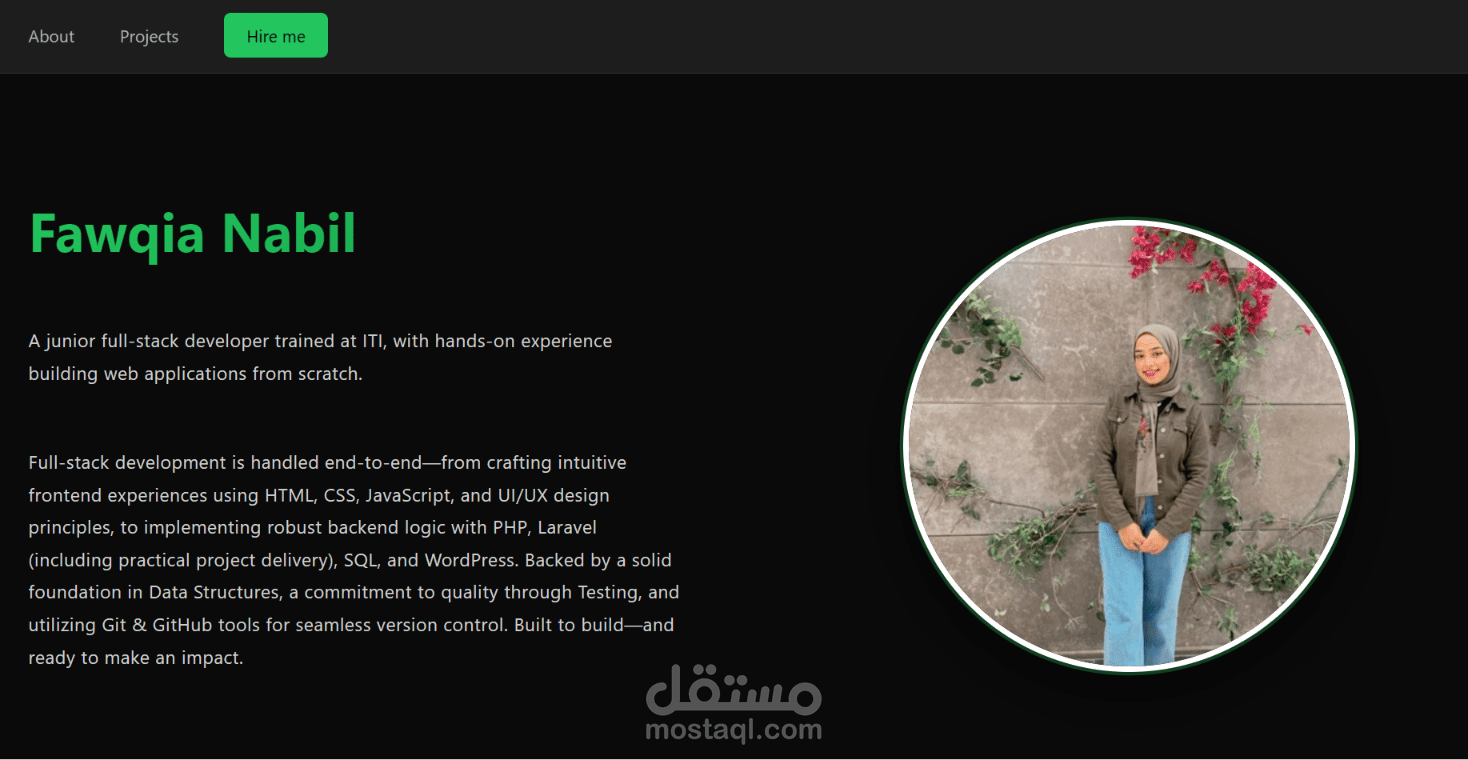 تصميم صفحة هبوط لموقع سابقة أعمال ( Portfolio Website)