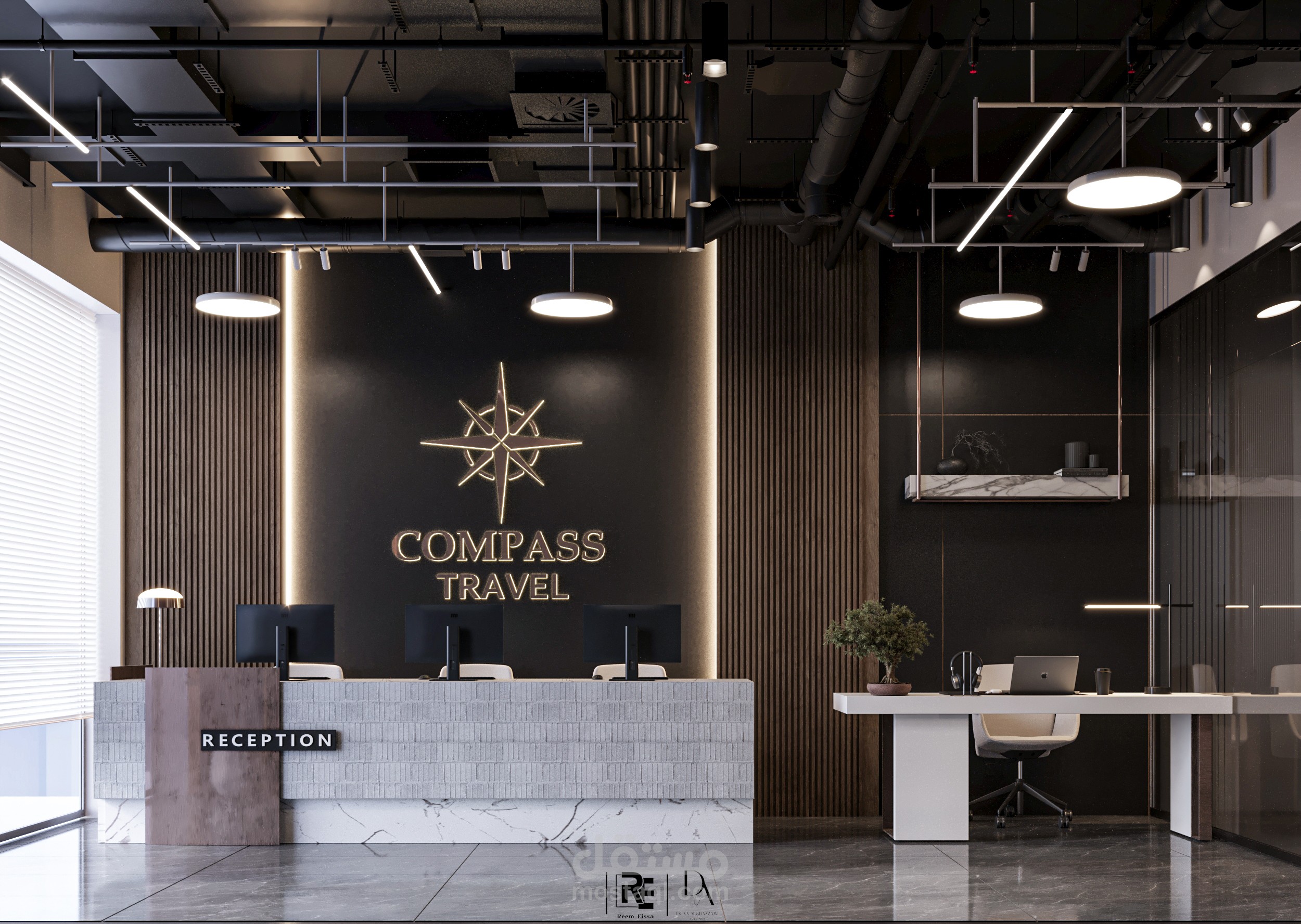 تصميم داخلي لشركة سياحة (Compass)