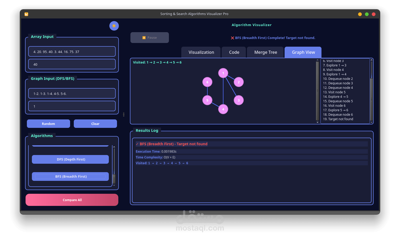 تصور خوارزميات الرسوم البيانية (Graph Algorithms Visualization)
