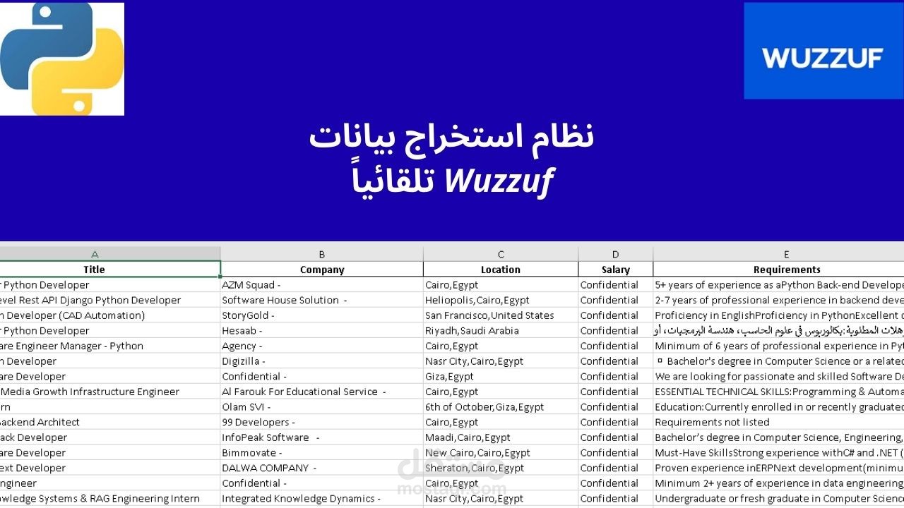 نظام التنقيب العميق وتحليل الرواتب لوظائف الـ Web Scraping