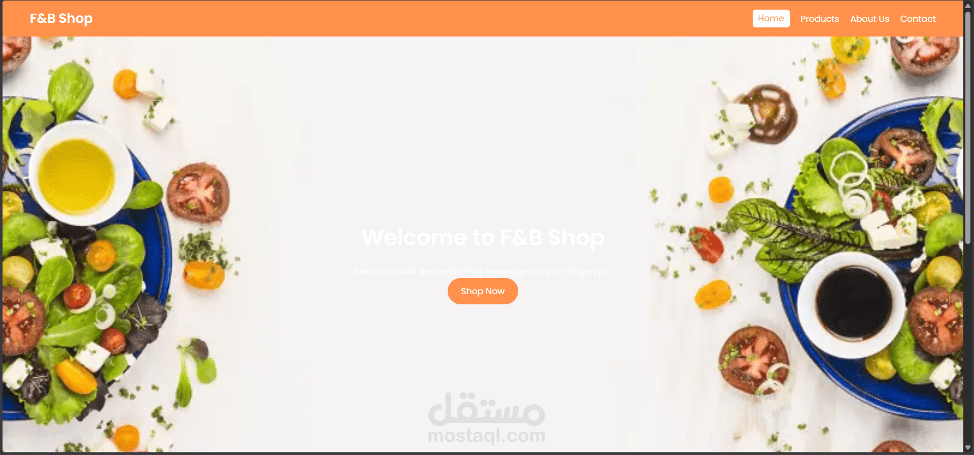 تصميم وتطوير واجهة متجر إلكتروني متجاوب (F&B Shop)