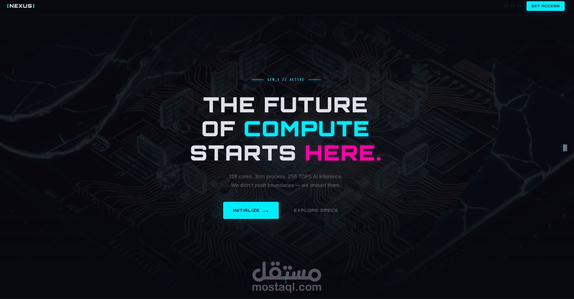 تصميم وتطوير صفحة هبوط مستقبلية لمنتج معالجات تقنية