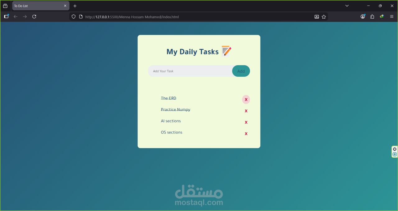 My Daily Tasks – To-Do List App