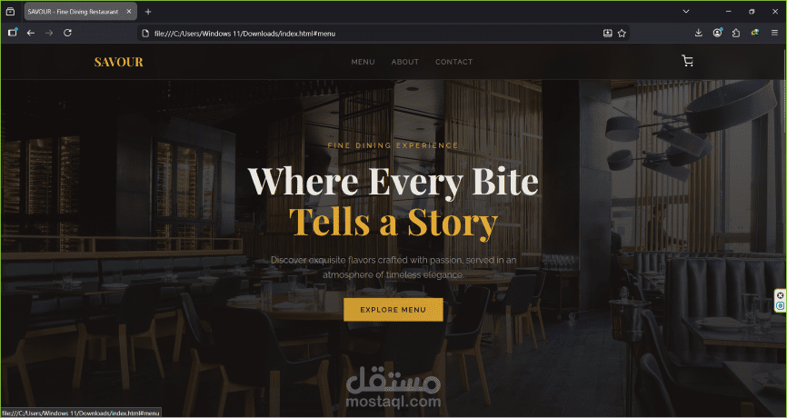 SAVOUR Restaurant – Interactive Menu & Ordering System