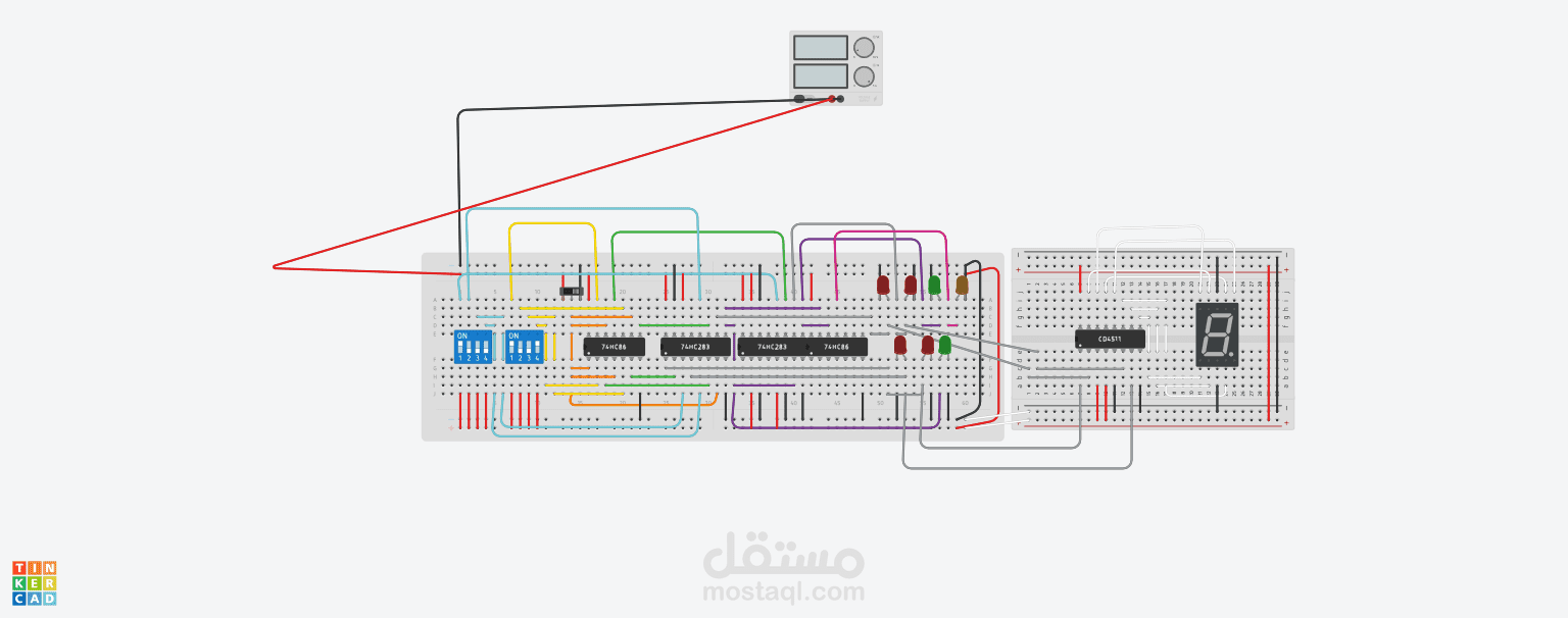 حاسبة الجامع الكامل ( full adder calculator )