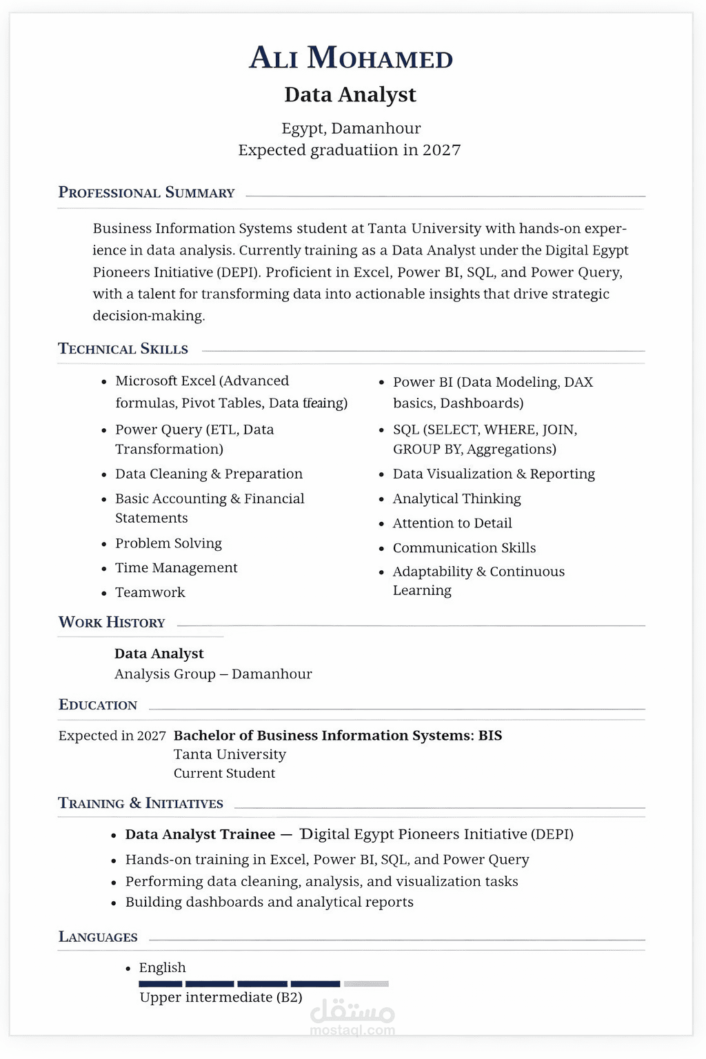 إعداد CV احترافي وجاهز للتقديم على الوظائف
