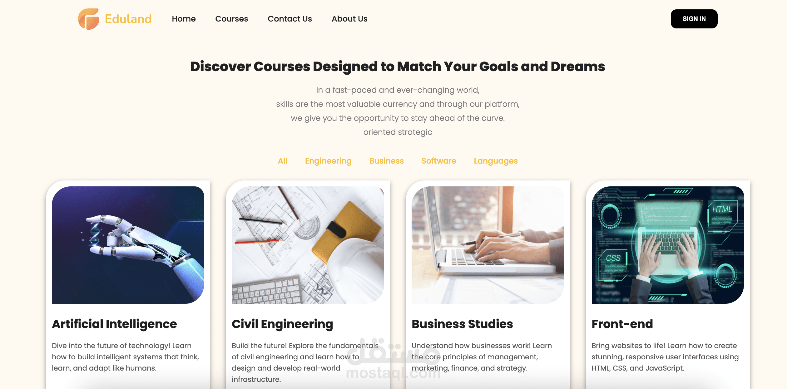 Eduland – Courses Module (Front-End)