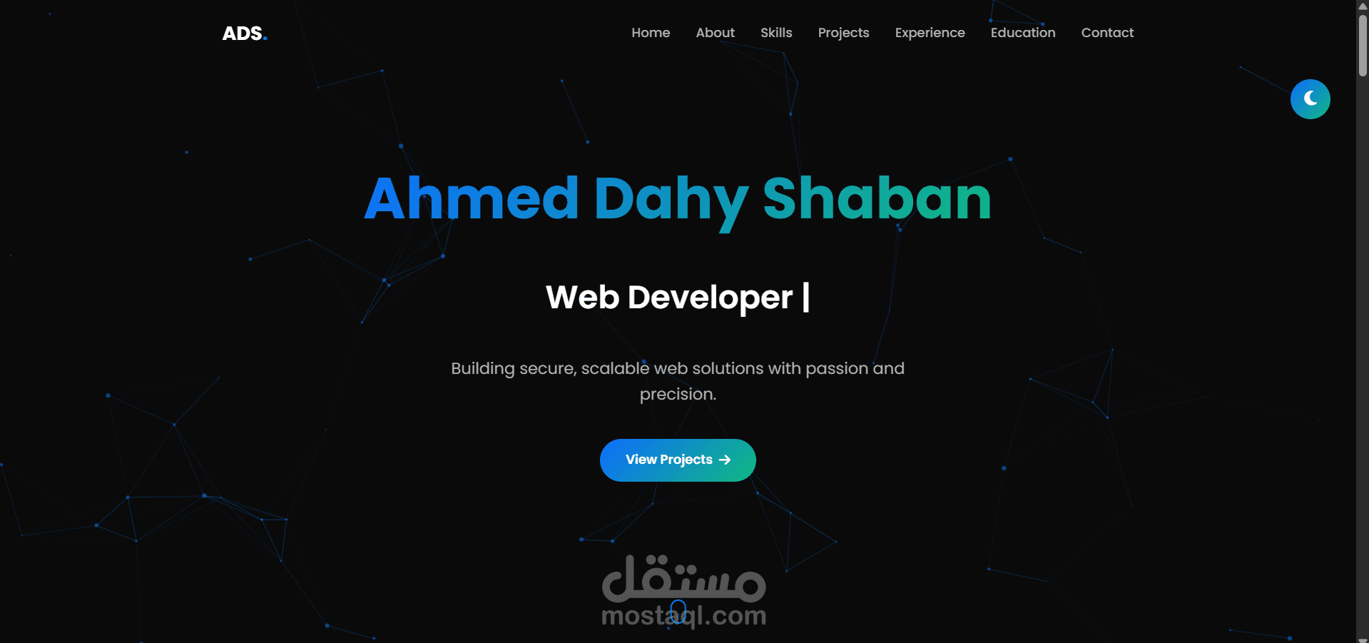 تصميم وتنفيذ موقع Portfolio احترافي لمهندس برمجيات