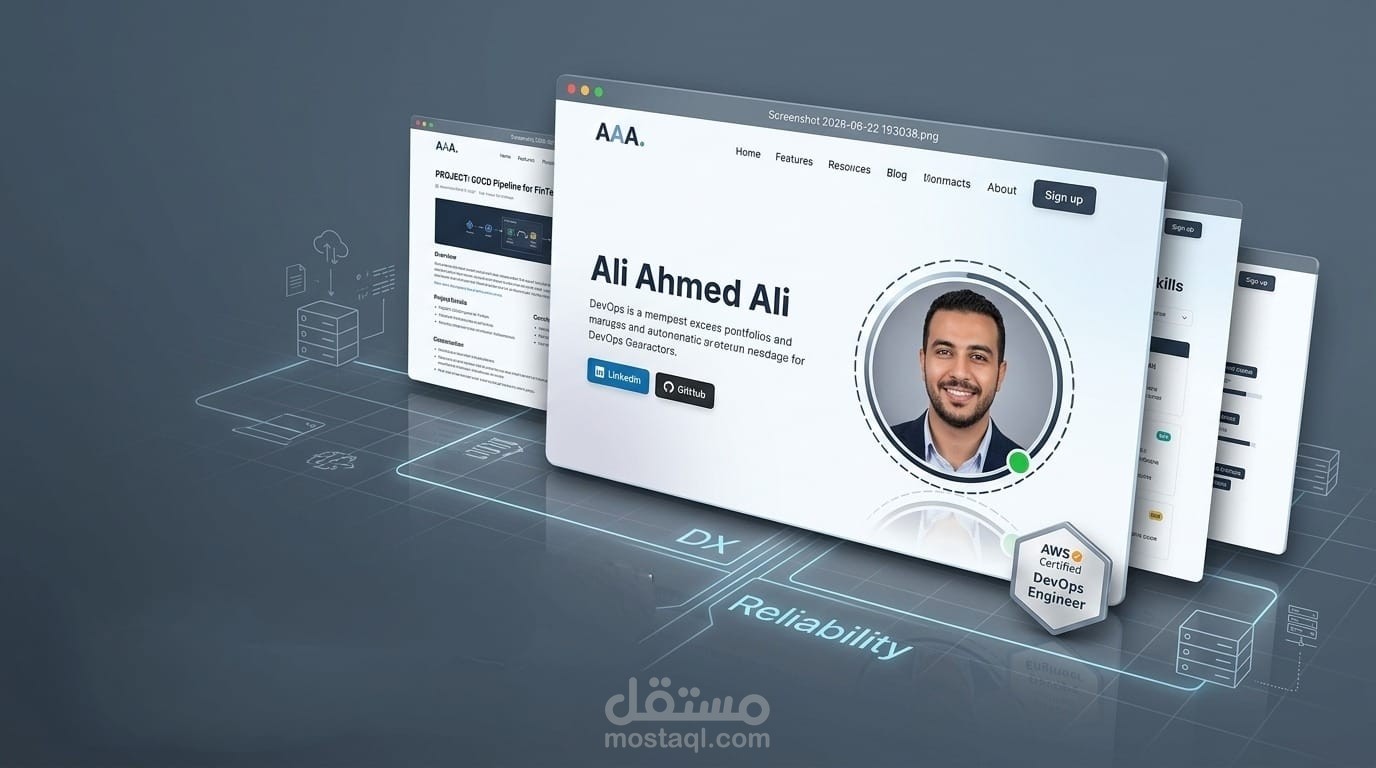 واجهة ويب حديثة وسريعة لعرض المهارات والمشاريع التقنية