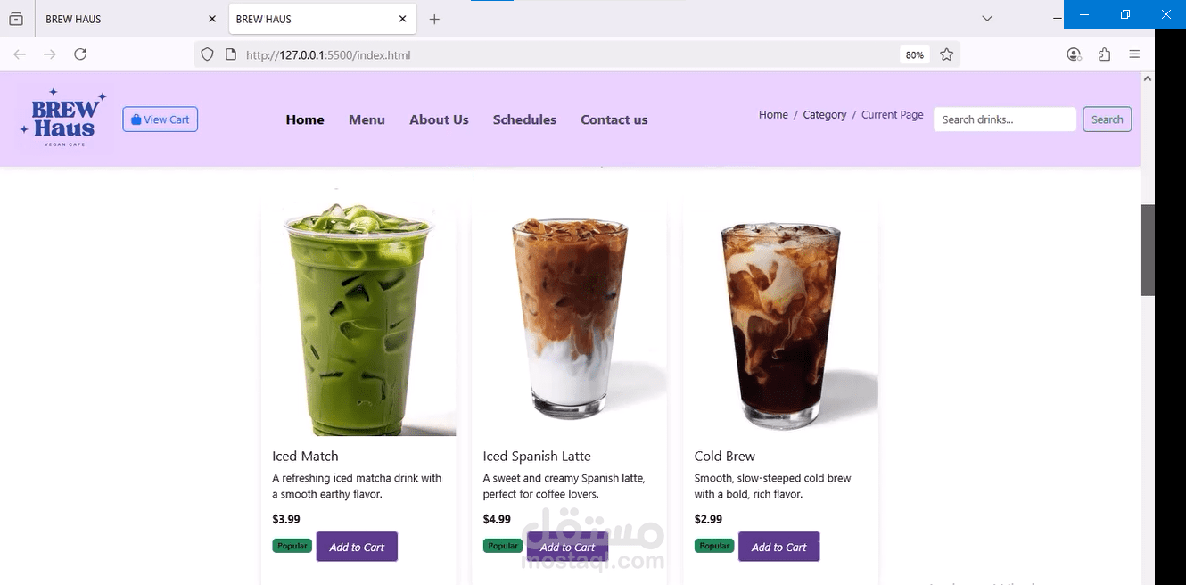 BREW HAUS - Responsive Frontend using HTML, CSS, JS