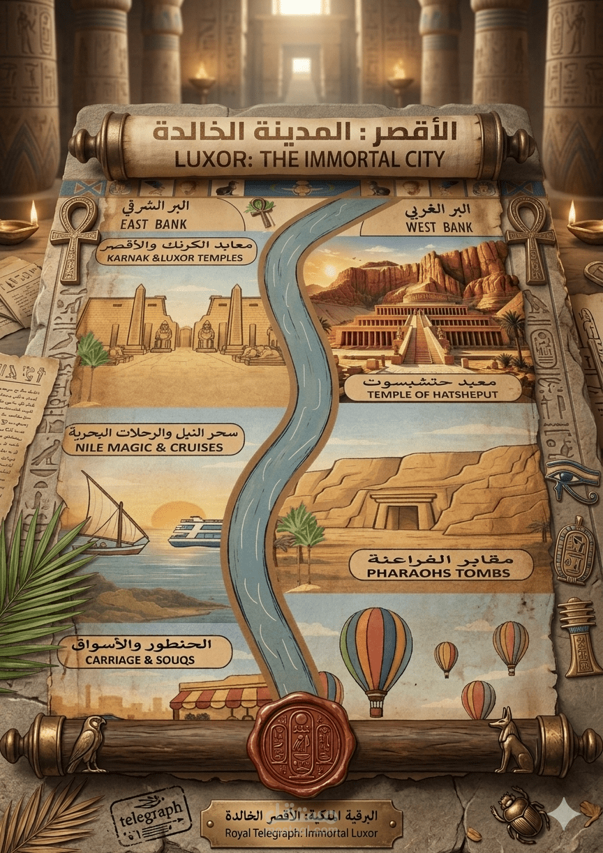 تصميم إنفوجرافيك سياحي لمدينة الأقصر – المدينة الخالدة