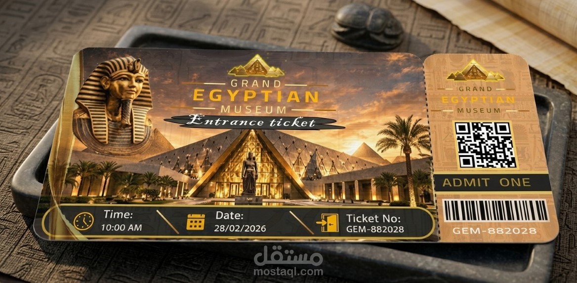 تصميم تذكرة المتحف المصري الكبير