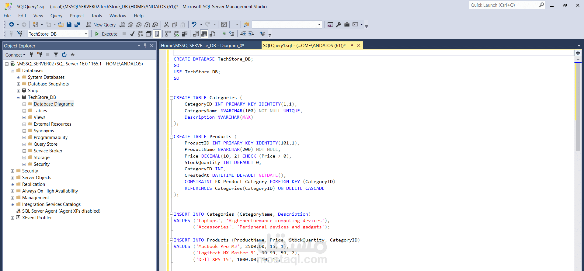 تصميم وبناء نظام قواعد بيانات علائقية متكامل (SQL Database Architecture)