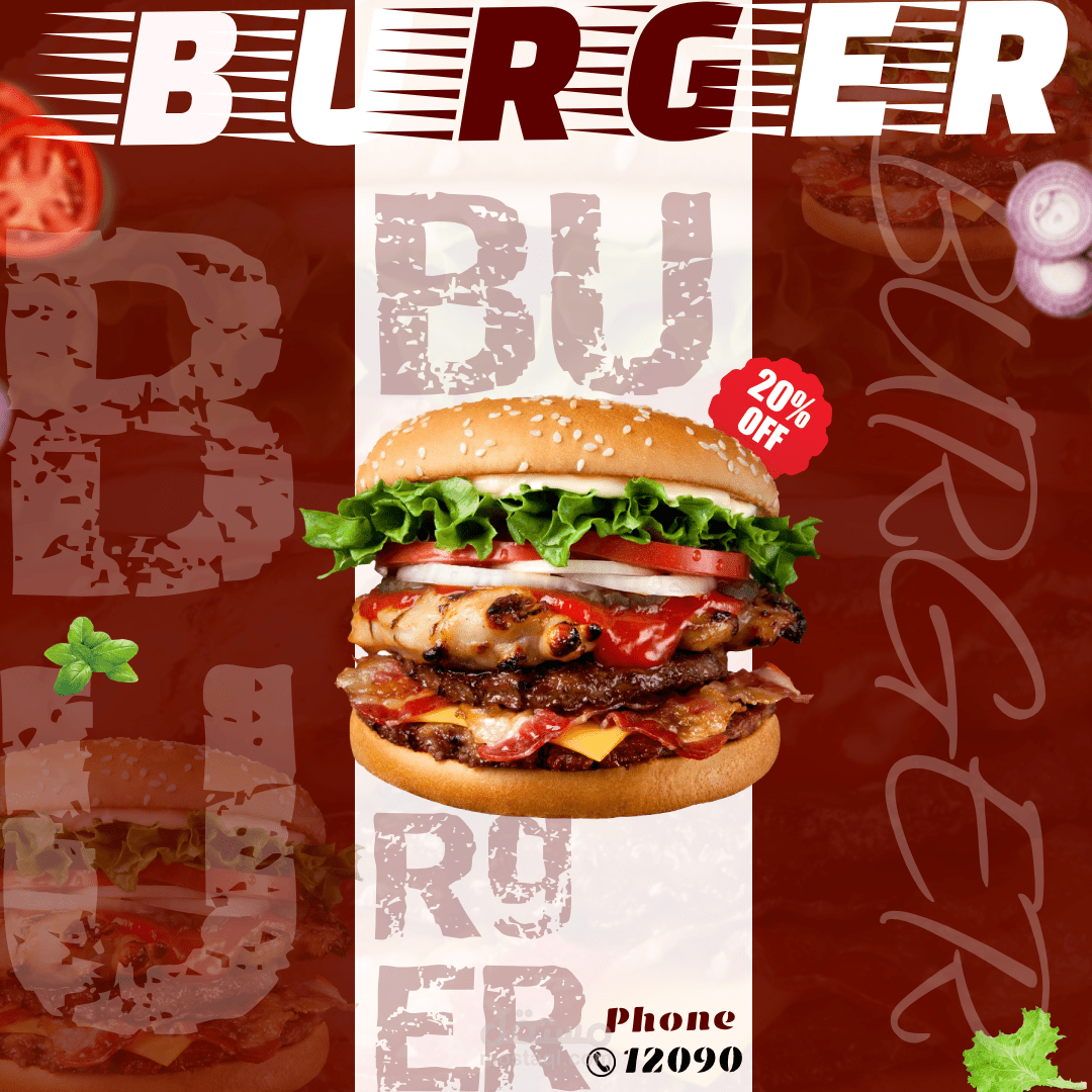 تصميم منشور سوشيال ميديا تصميم منشور برجر