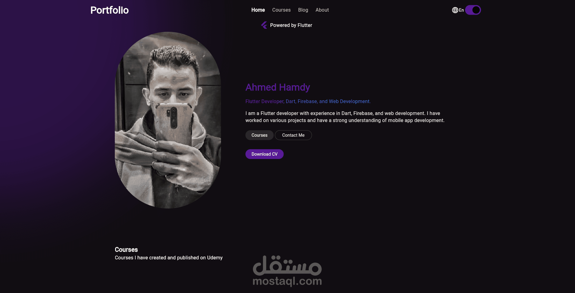 إنشاء بورتفوليو تقني احترافي لعرض مشاريع Flutter بطريقة جذابة