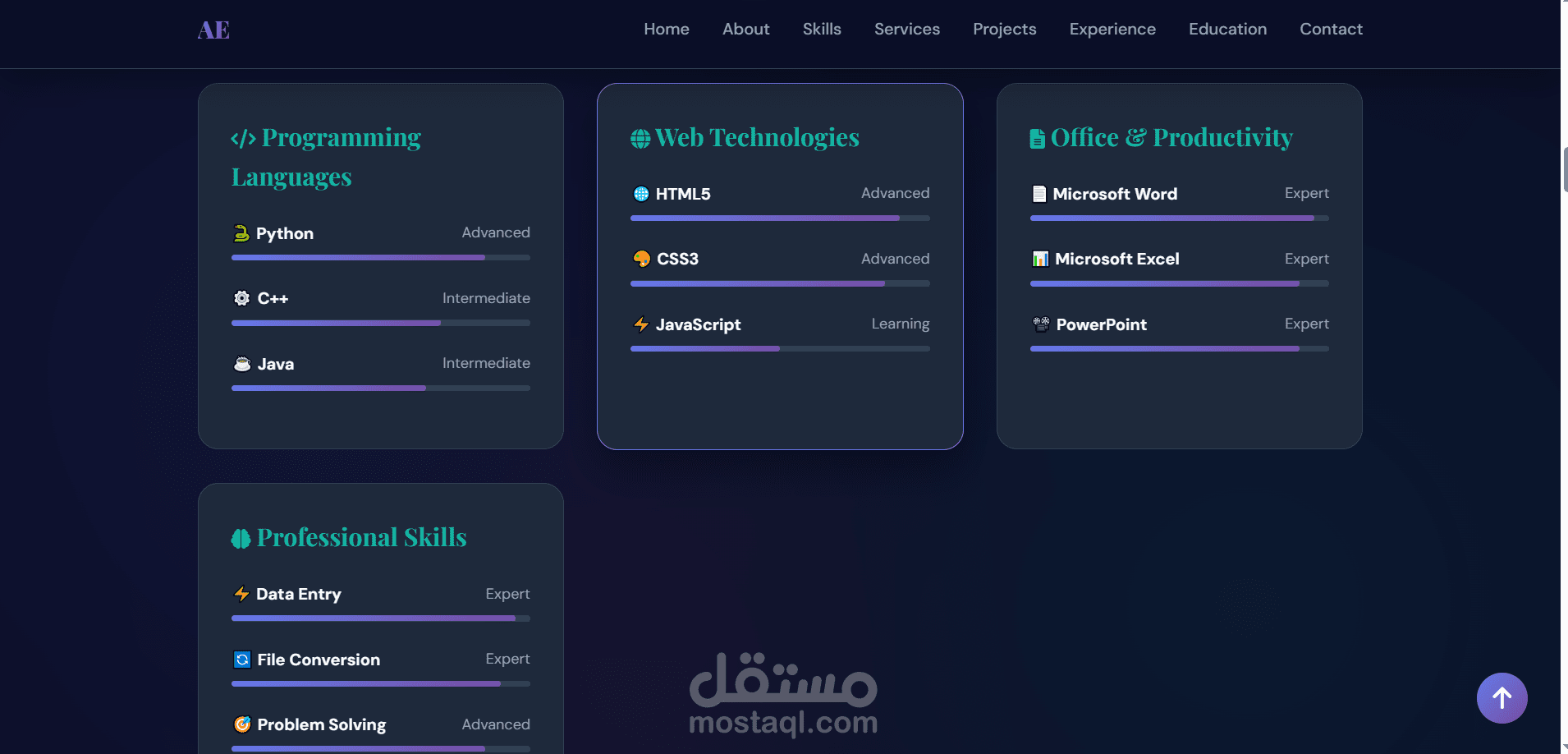 تصميم وتطوير موقع بورتفوليو احترافي متجاوب