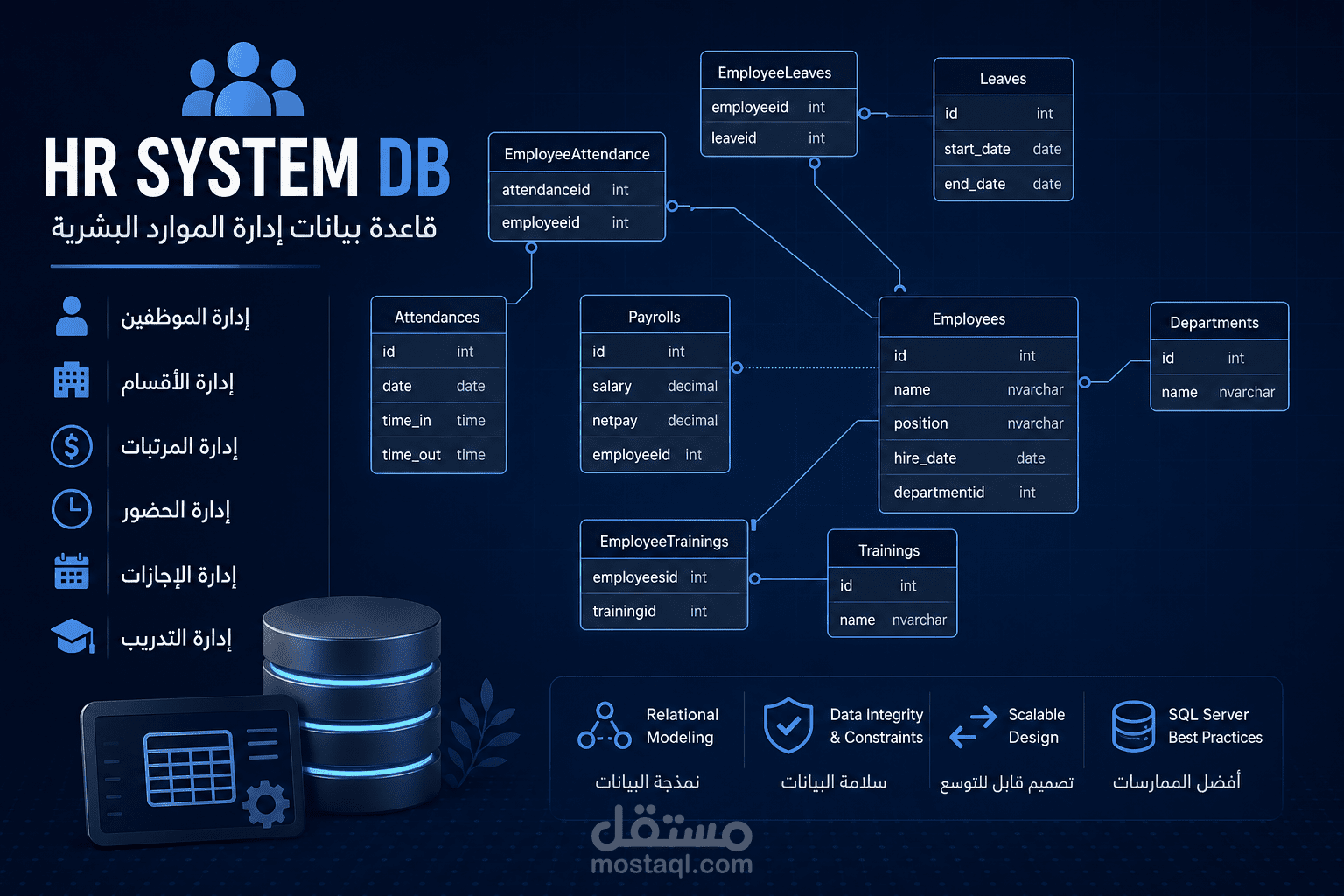 HR System DB – قاعدة بيانات إدارة الموارد البشرية