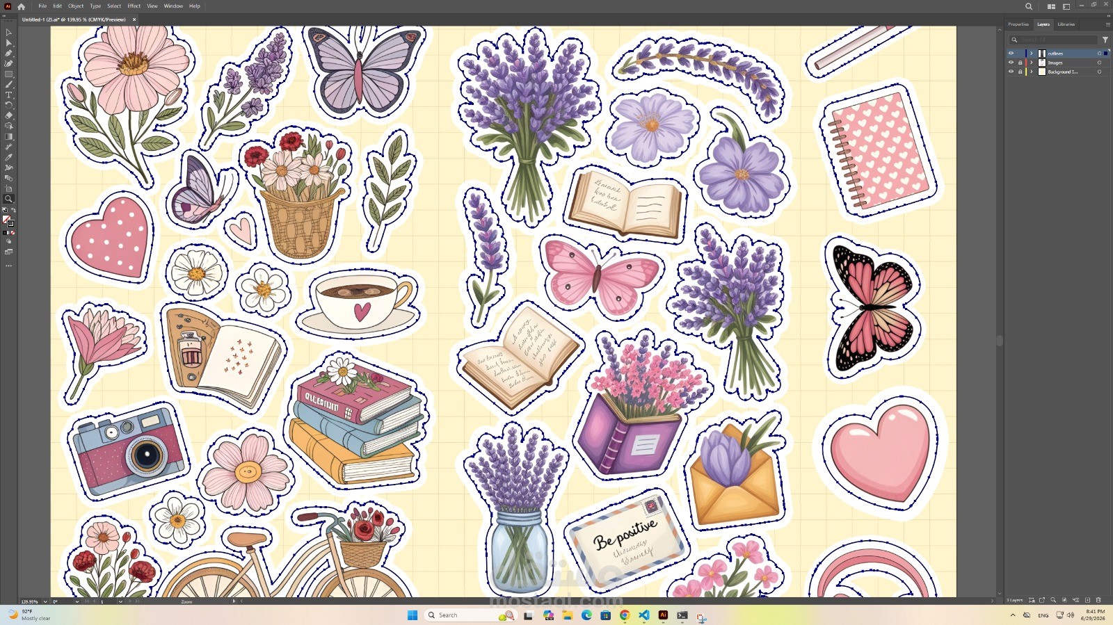 ملفات ستيكرات للطباعة والقص (Print-Ready Die Cut Stickers)