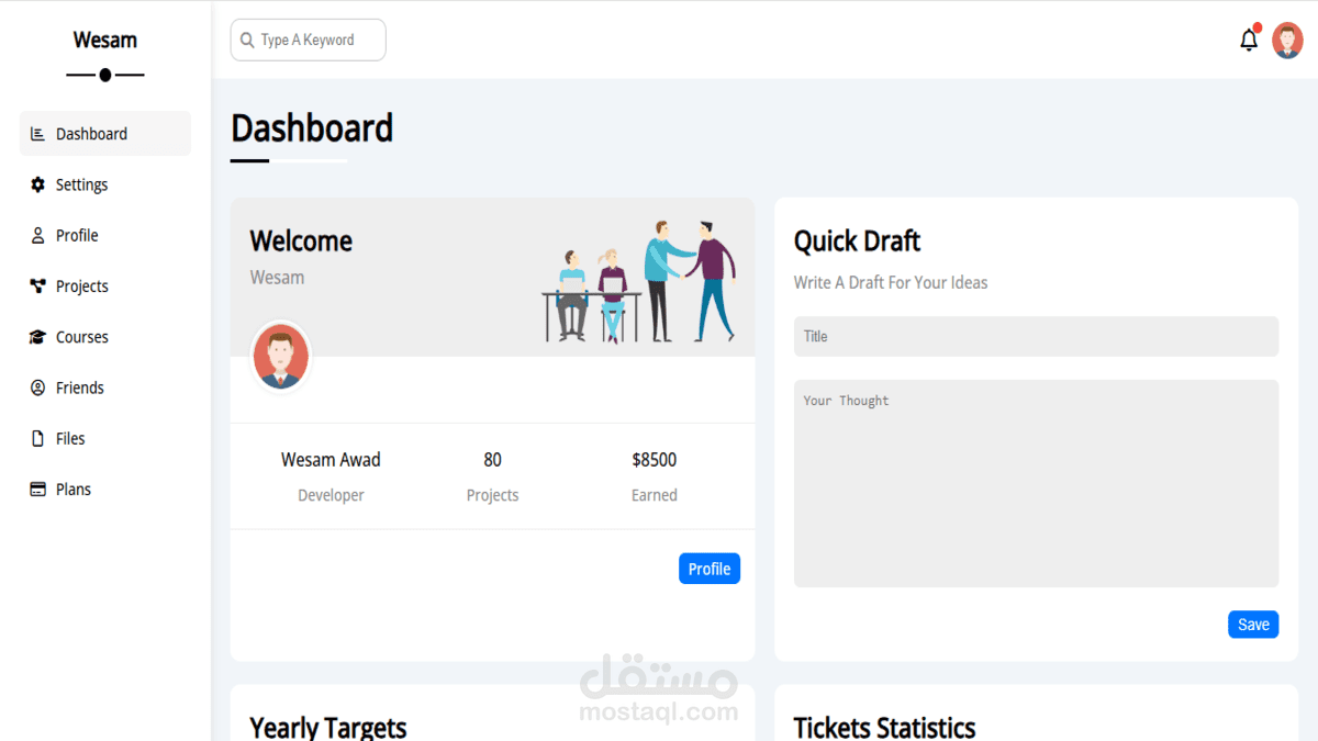 لوحة تحكم dashboard-frontend