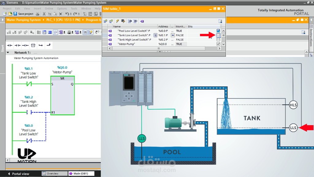 ladder digram using TIA portal and HMIتصميم