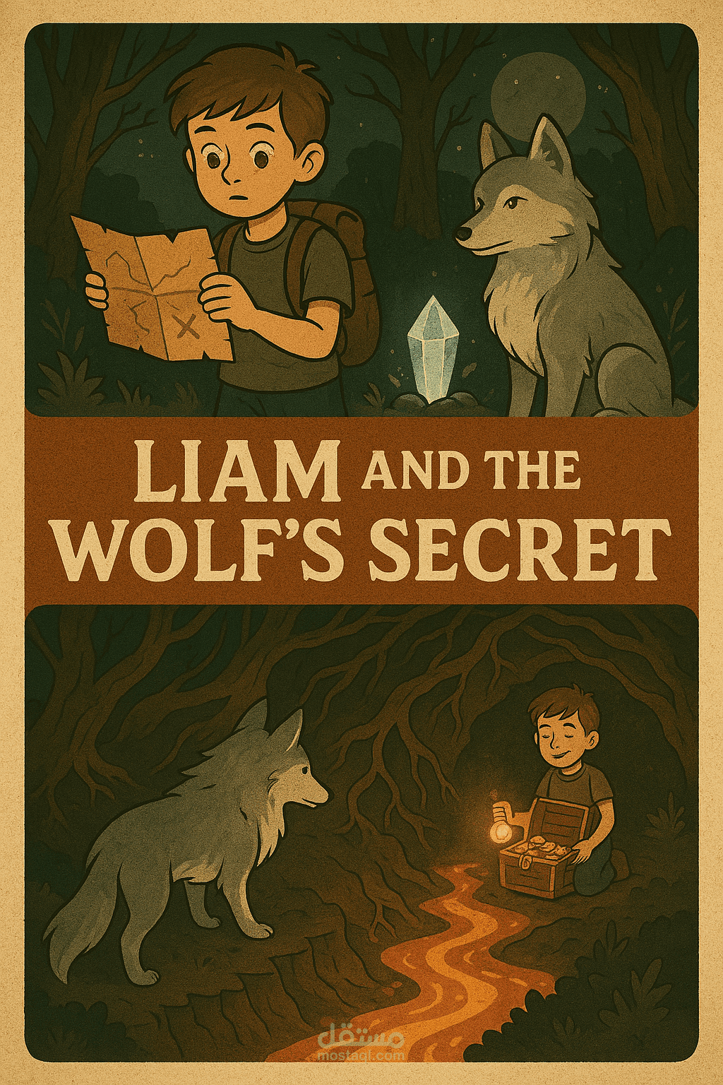 تصميم غلاف قصة أطفال — Liam and the Wolf’s Secret
