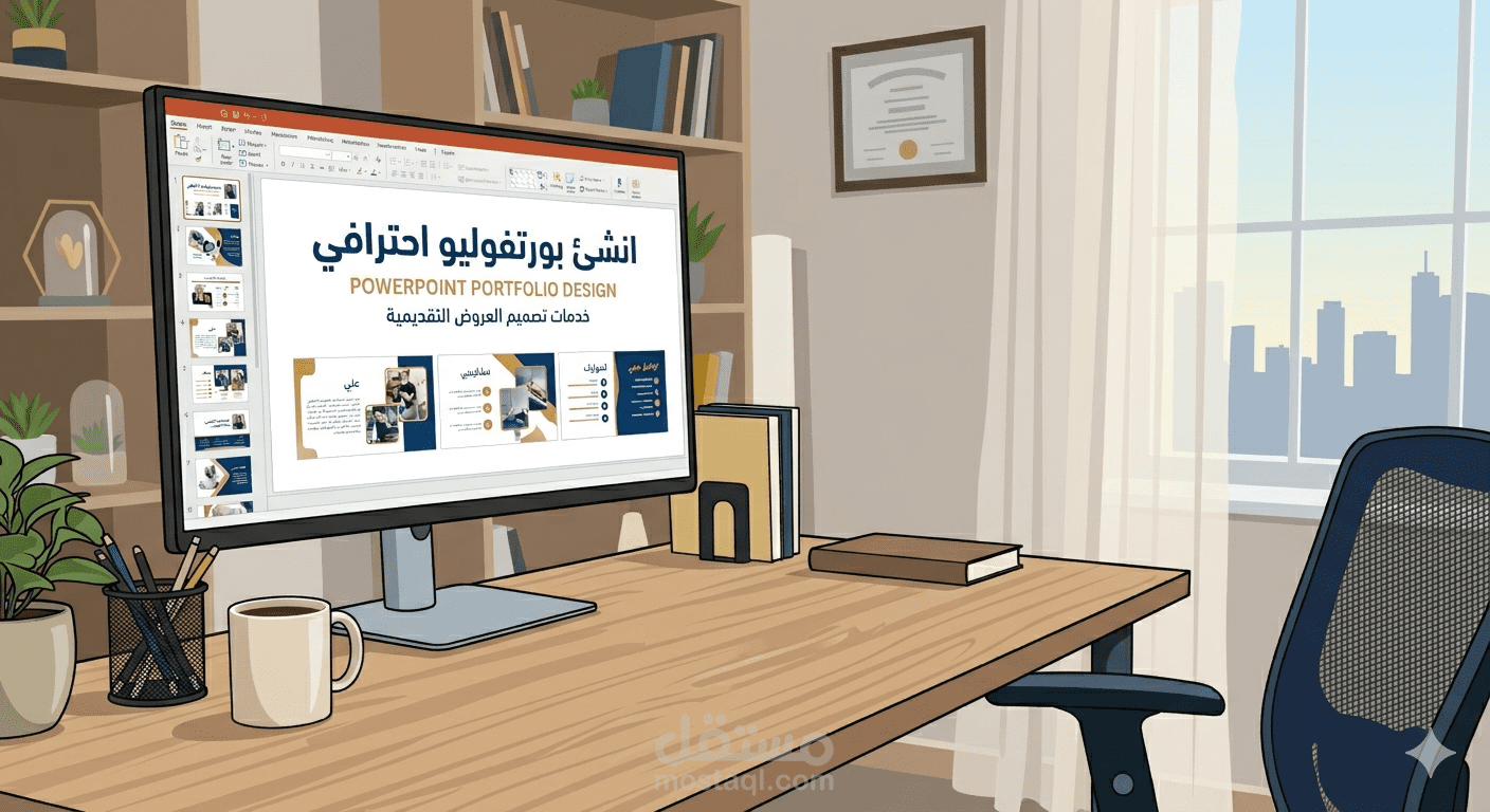 تصميم بورتفوليو (ملف أعمال) احترافي ومميز بـ PowerPoint