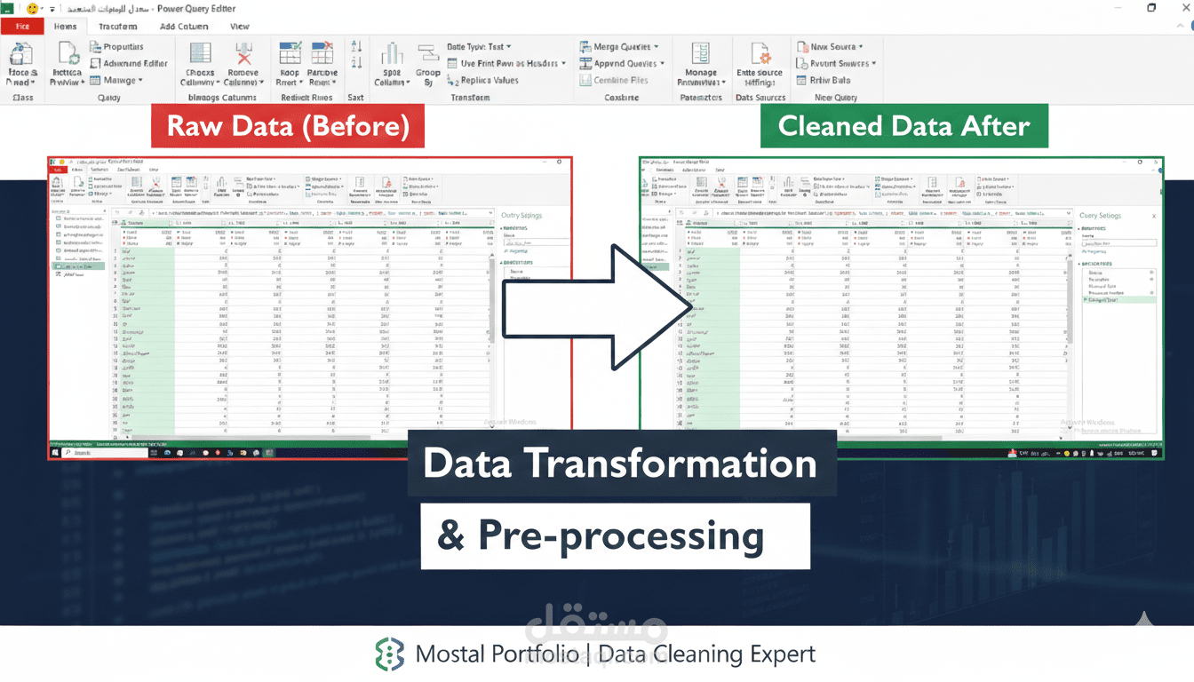 تنظيف ومعالجة مجموعات بيانات ضخمة (Data Cleaning) وتحويلها من بيانات خام إلى تقارير جاهزة للتحليل