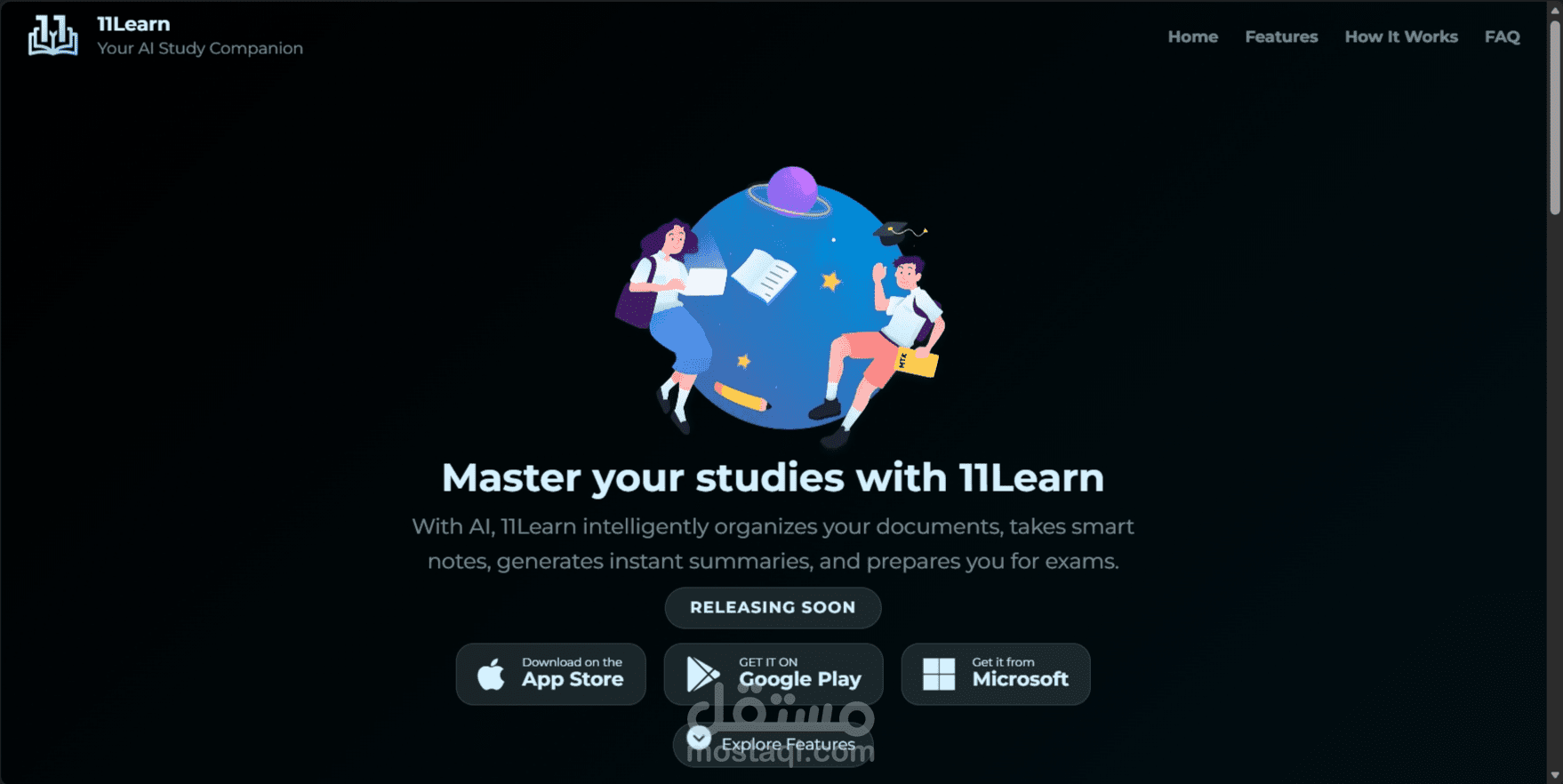 صفحة هبوط (Landing Page) لتطبيق 11Learn