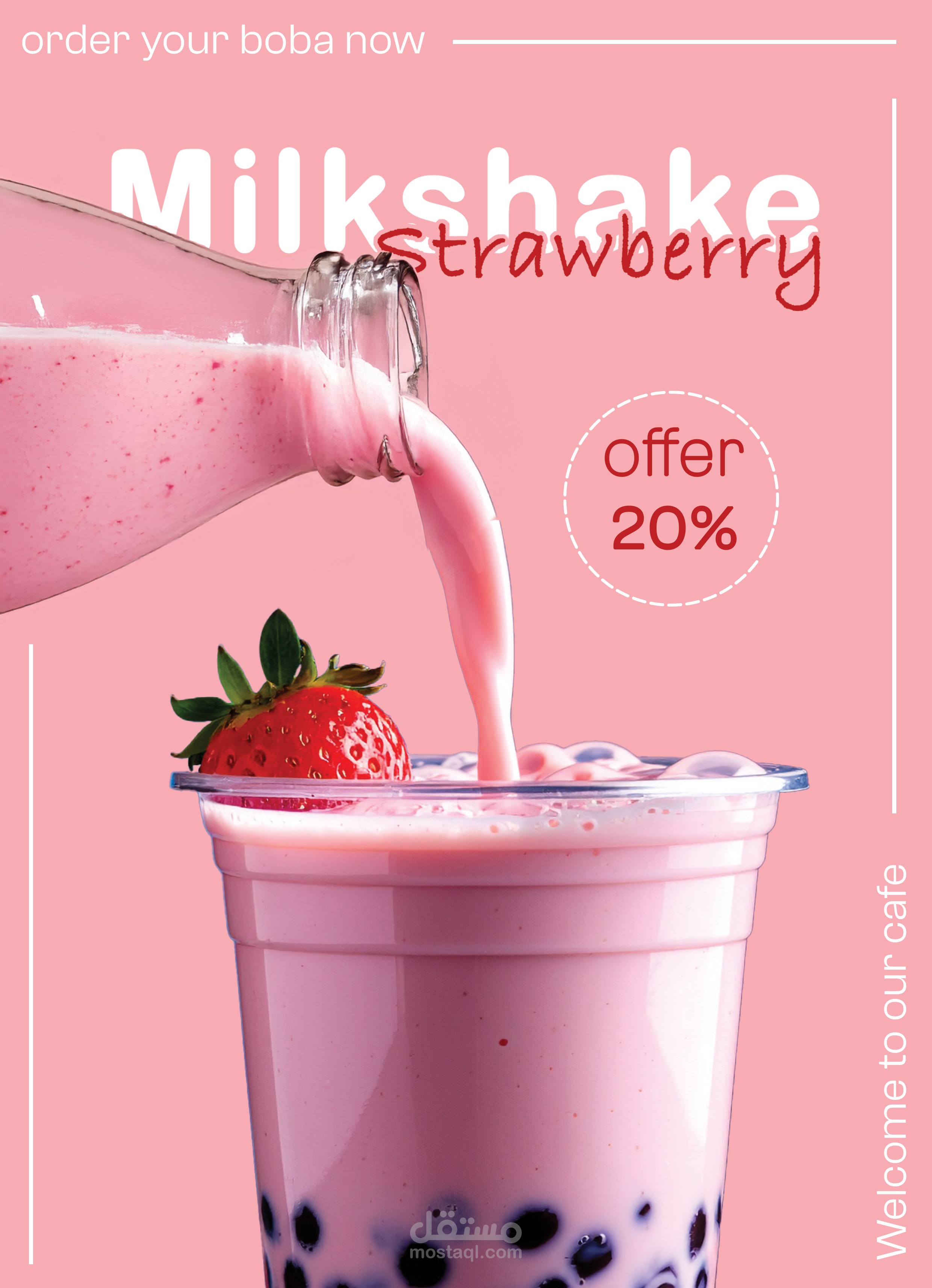Strawberry milkshake boba flyer