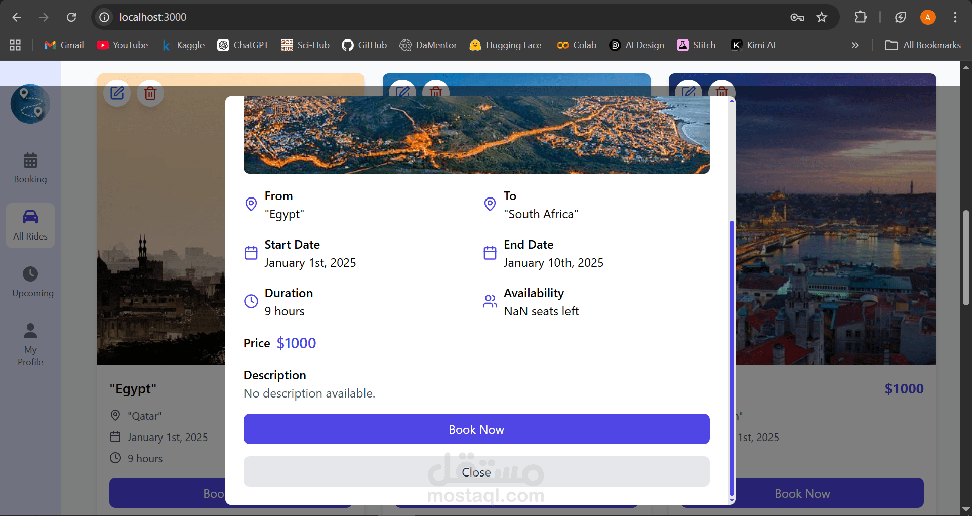 نظام حجز ودفع إلكتروني لتطبيق نقل