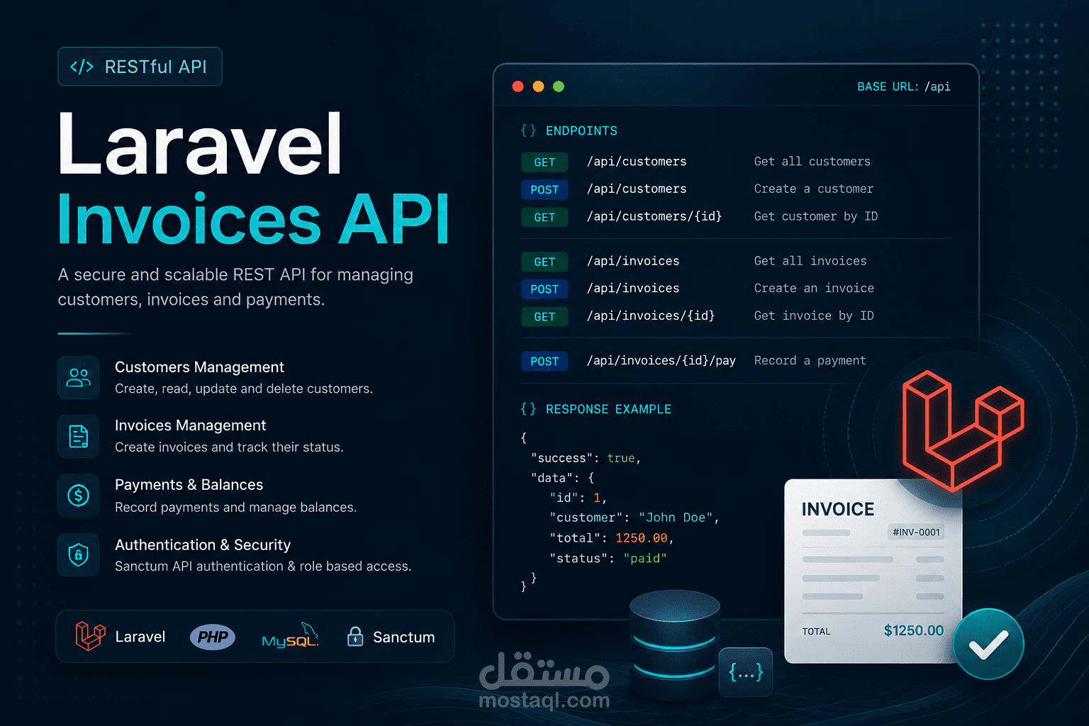 تطوير REST API لإدارة الفواتير باستخدام Laravel