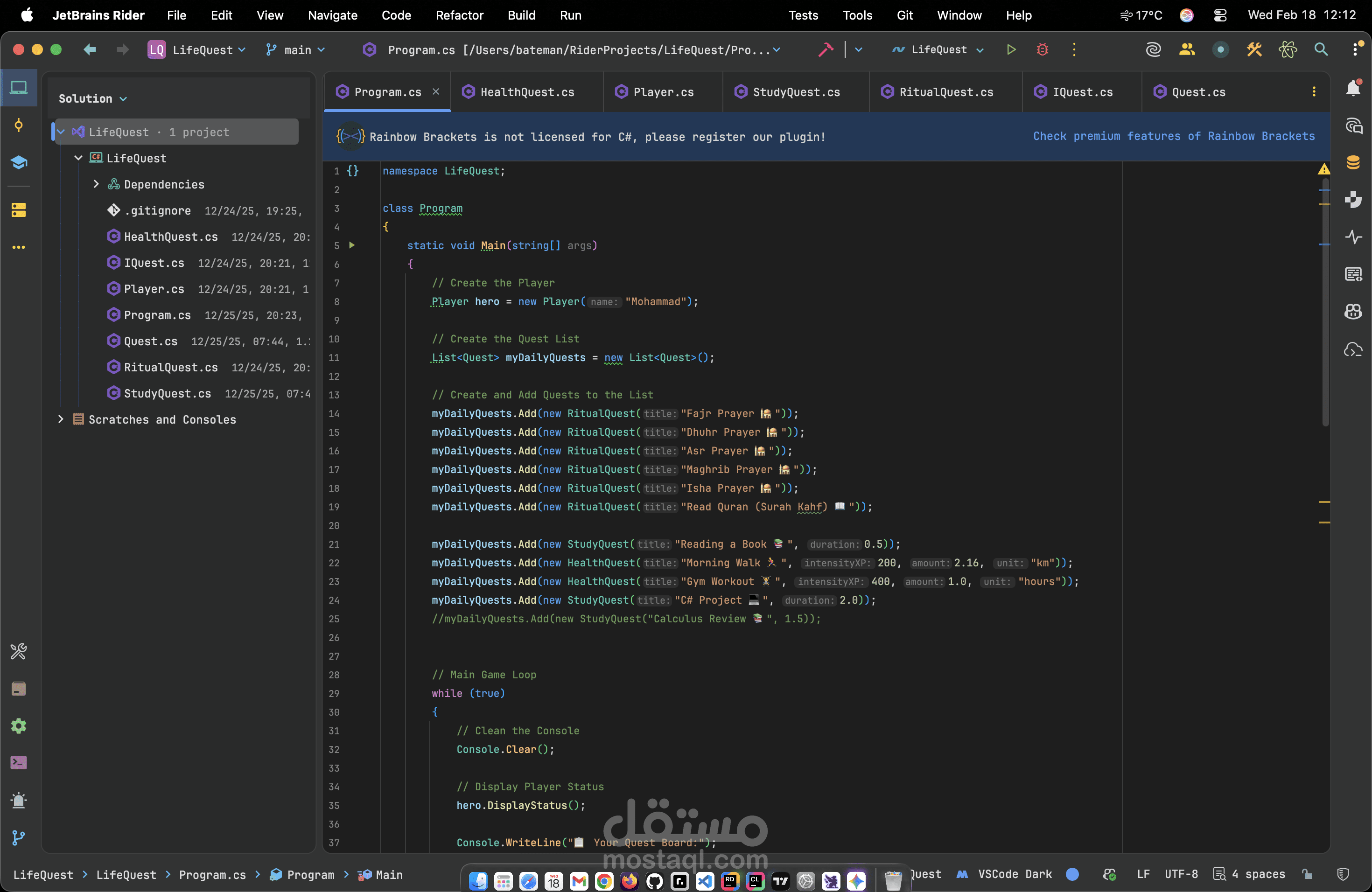 LifeQuest: OOP-Based Gamification Engine