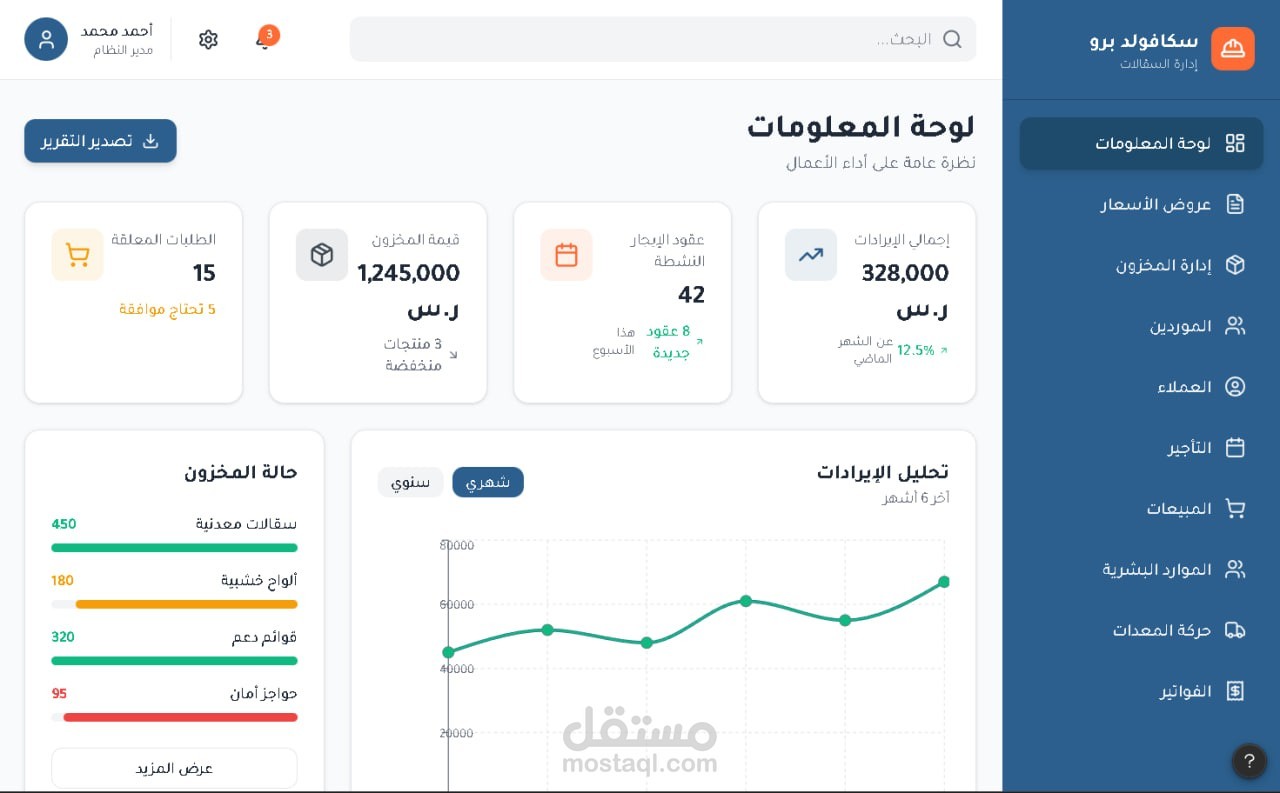 نظام ERP متكامل لإدارة شركات تأجير المعدات والسقالات