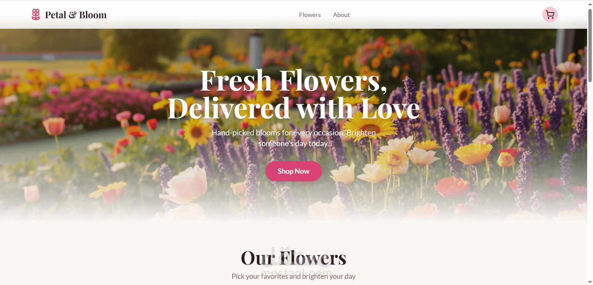 متجر إلكترونى متخصص لبيع الزهور