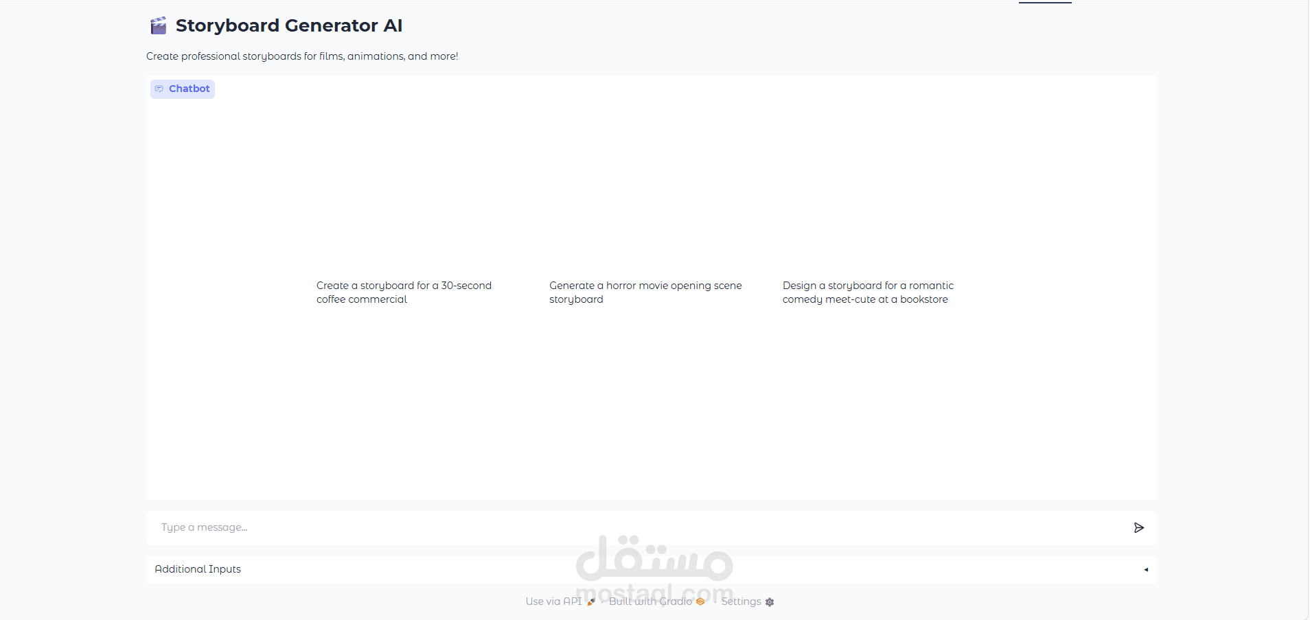 شات بوت مخصص Storyboard Generator AI