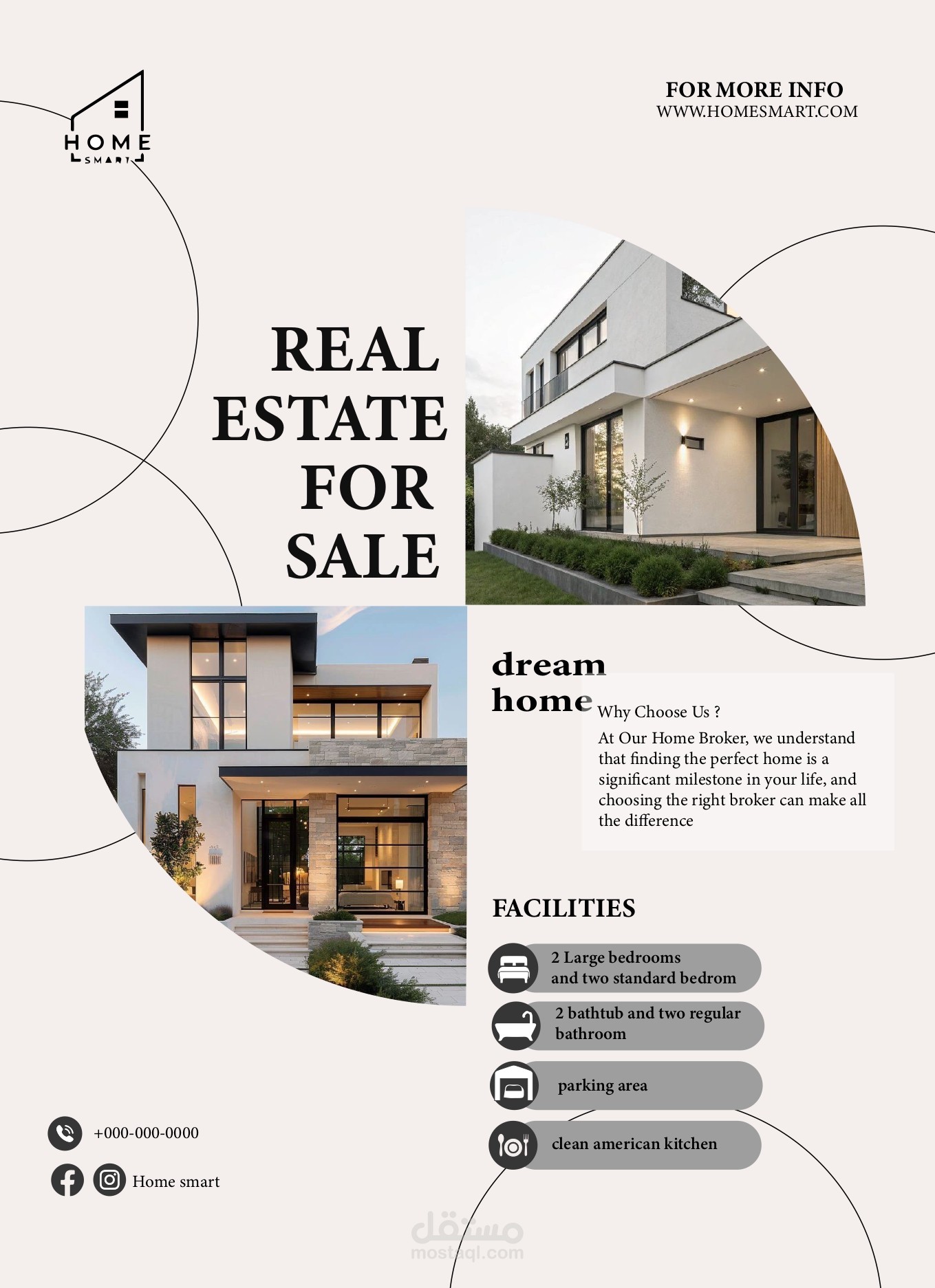 تصميم فلاير modern  كلاسيك احترافي لشركة ريل استيت