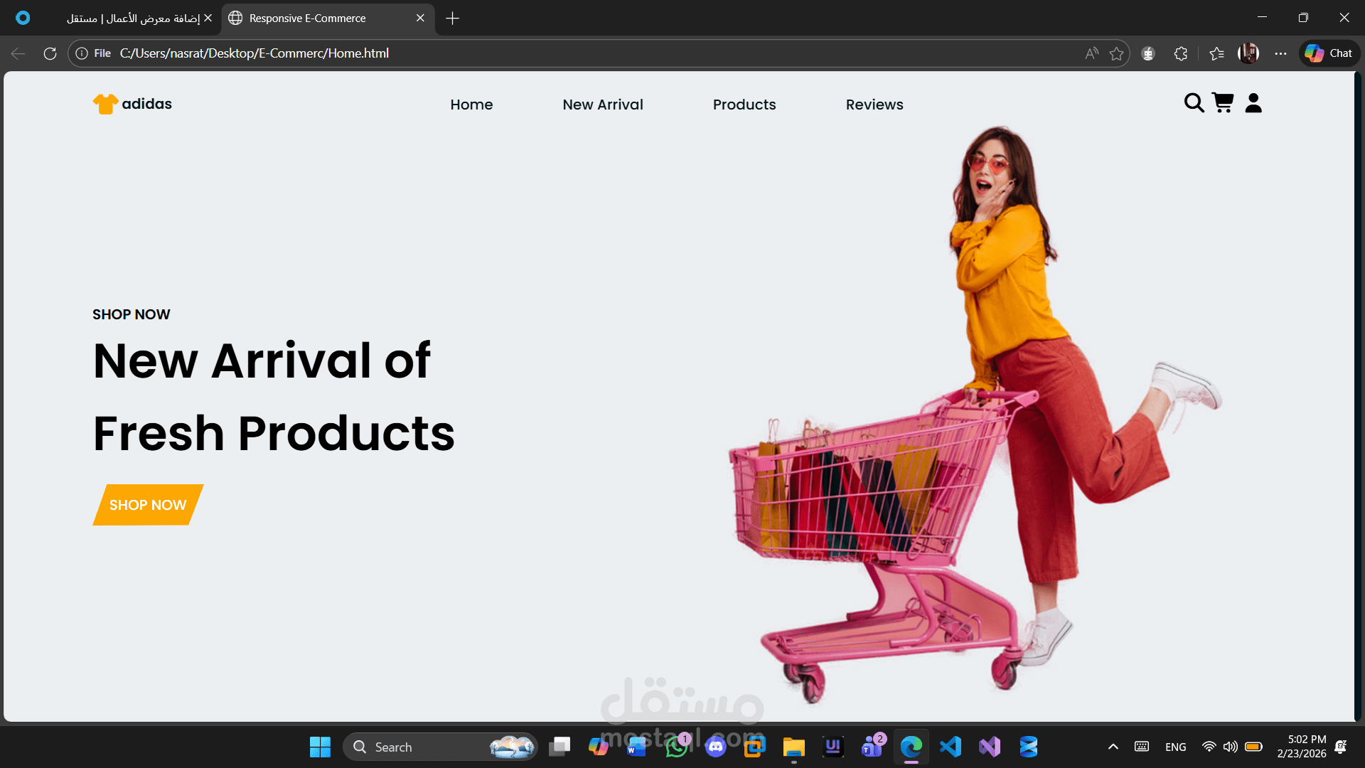 تصميم وبرمجة متجر إلكتروني عصري ومتكامل (Adidas Store Concept)