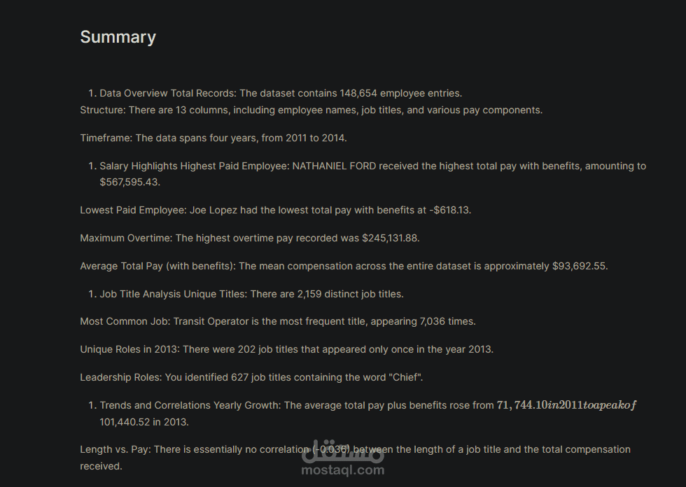 تحليل بيانات موظفين الشركة
