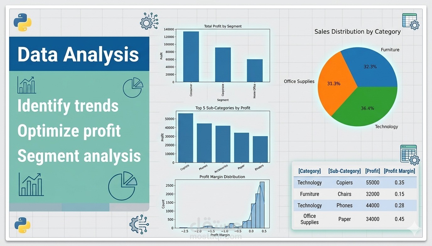 تحليل بيانات مبيعات لاستخراج الأرباح ومعدلات الأداء باستخدام بايثون