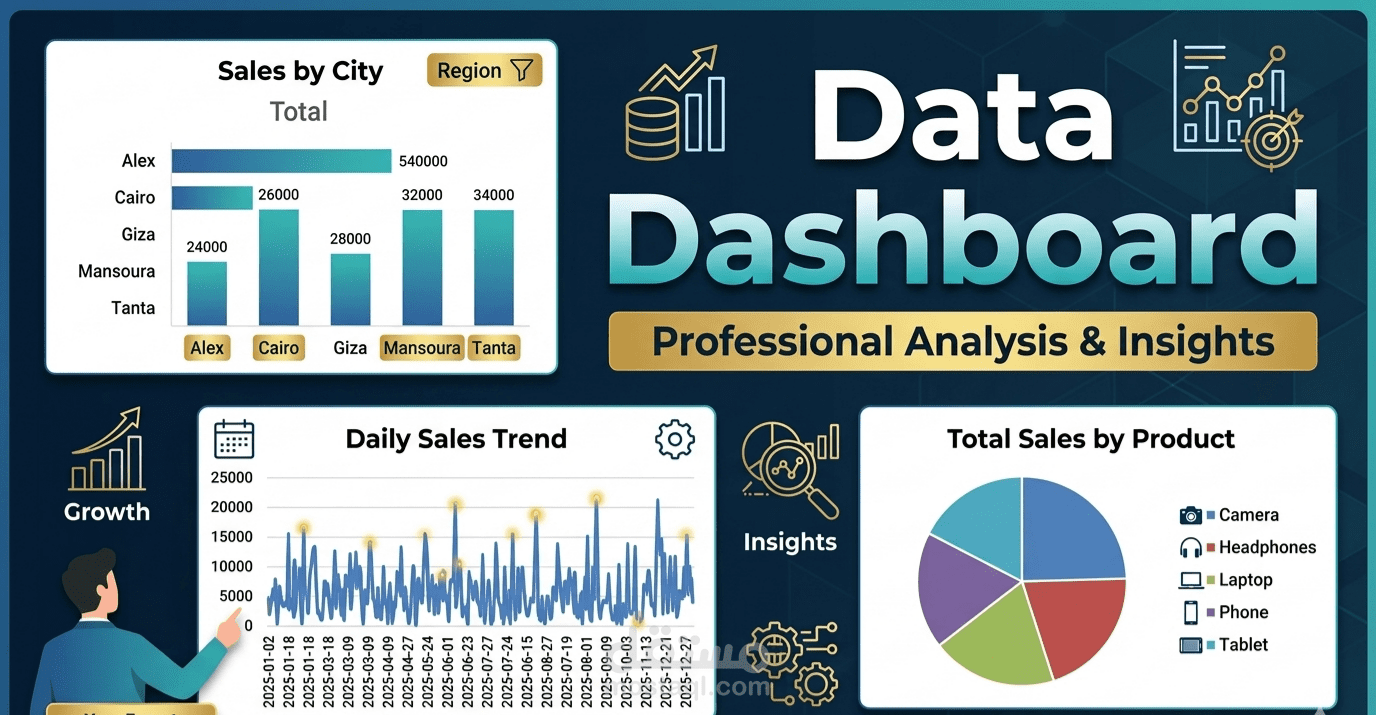 تصميم Dashboard بسيط لعرض وتحليل البيانات باستخدام Excel