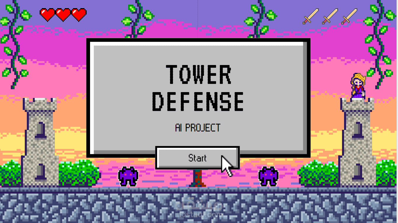 تنفيذ لعبة Tower Defense مع خوارزمية تحديد المسار باستخدام Pygame