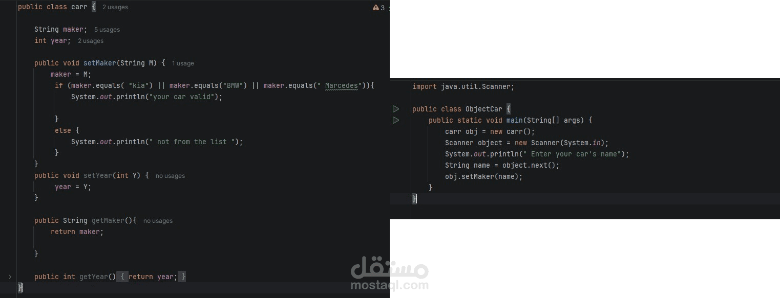 a program in java about cars type using OOP