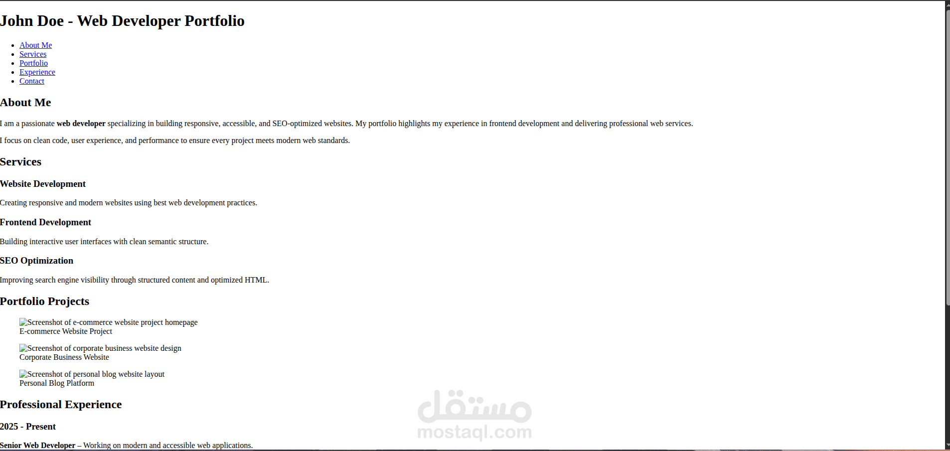 protofolio with HTML