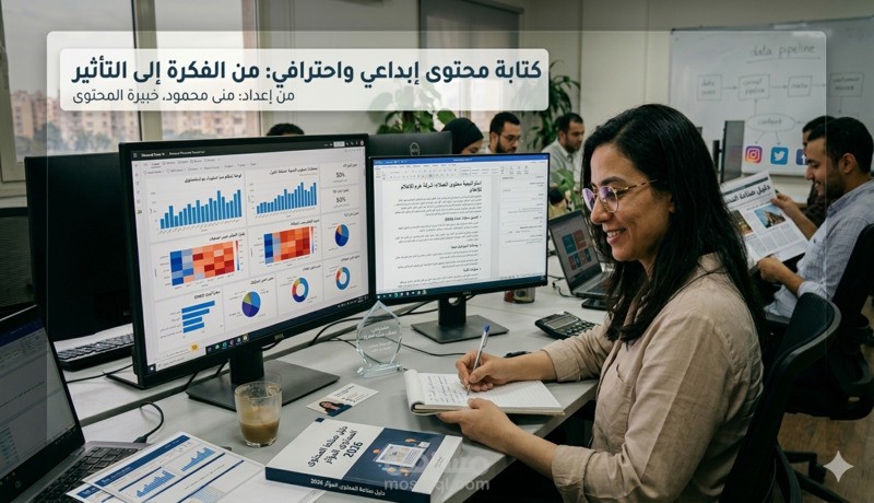 صناعة محتوى احترافي (مقالات، بوستات، بروفايل) بأسلوب شيق.