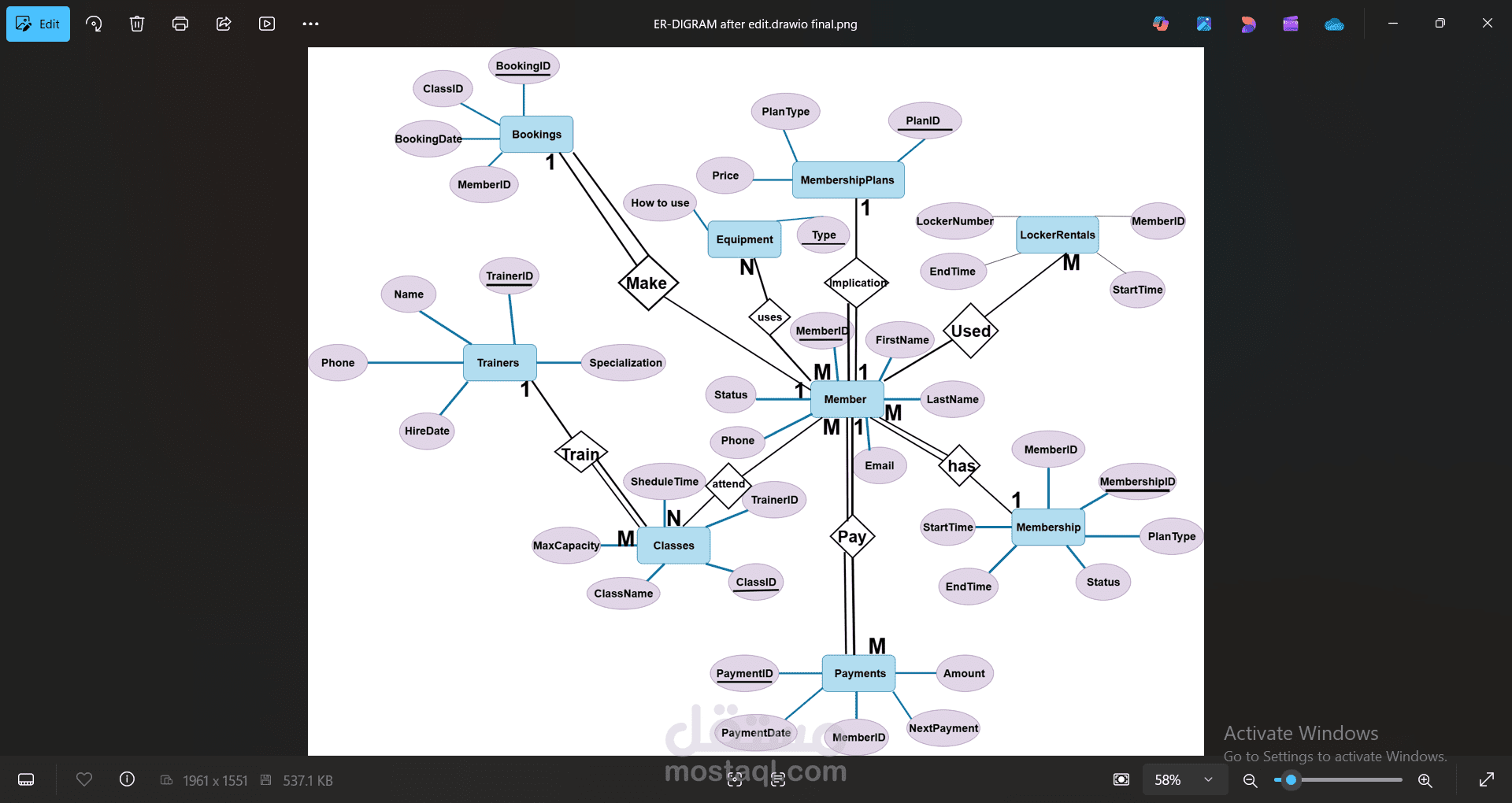 رسم ERD , mapping