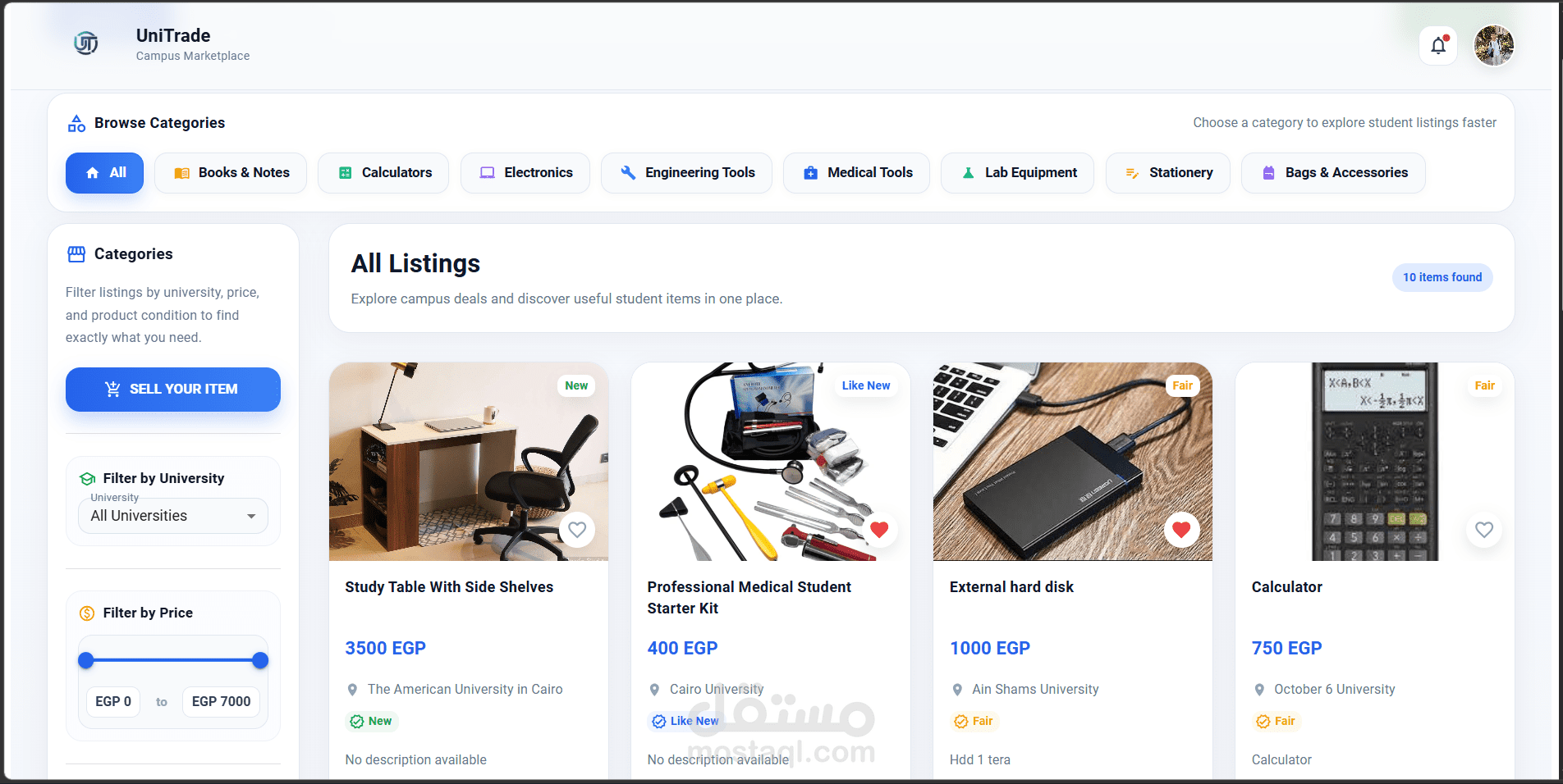 UniTrade – منصة آمنة للتجارة بين طلاب الجامعات