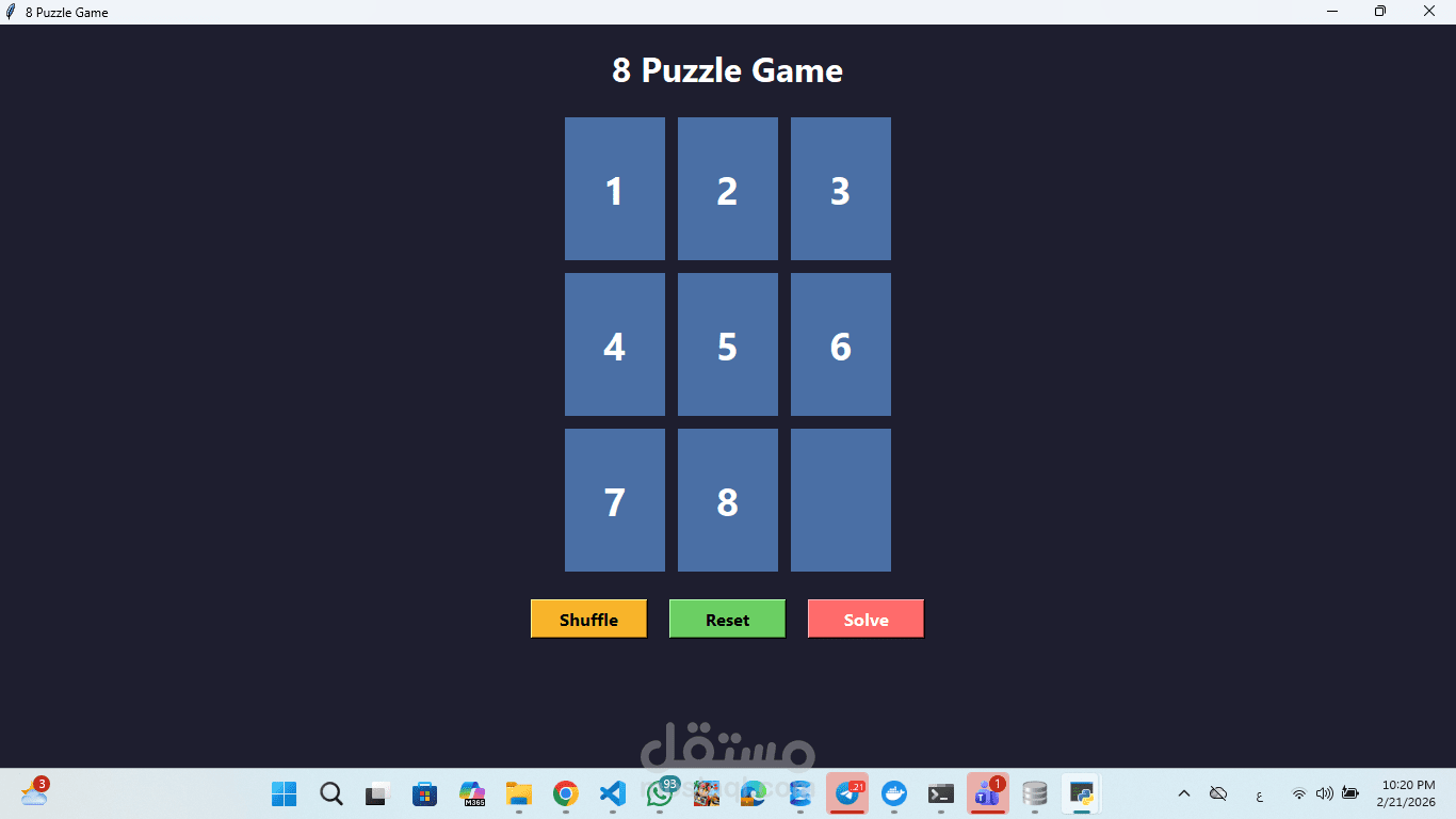 Puzzle 8 AI Solver - BFS, DFS & A* Algorithms