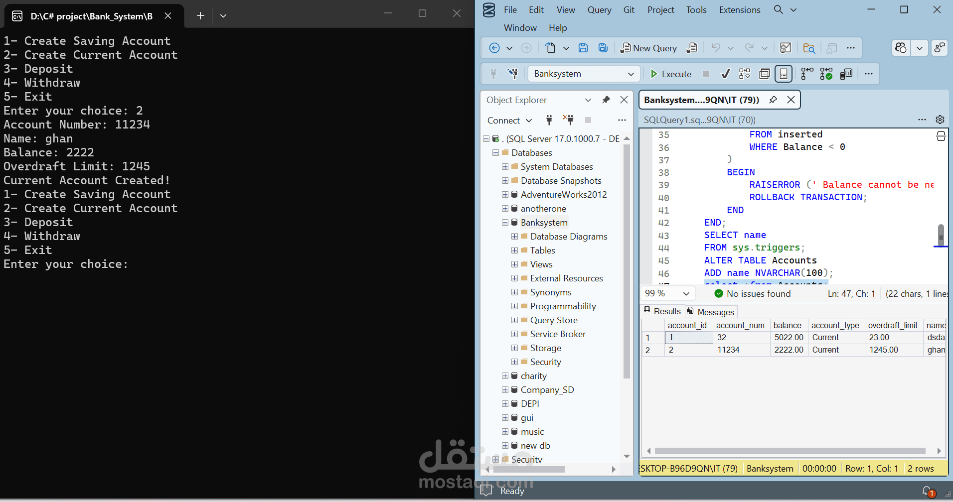 Console app with .Net and database
