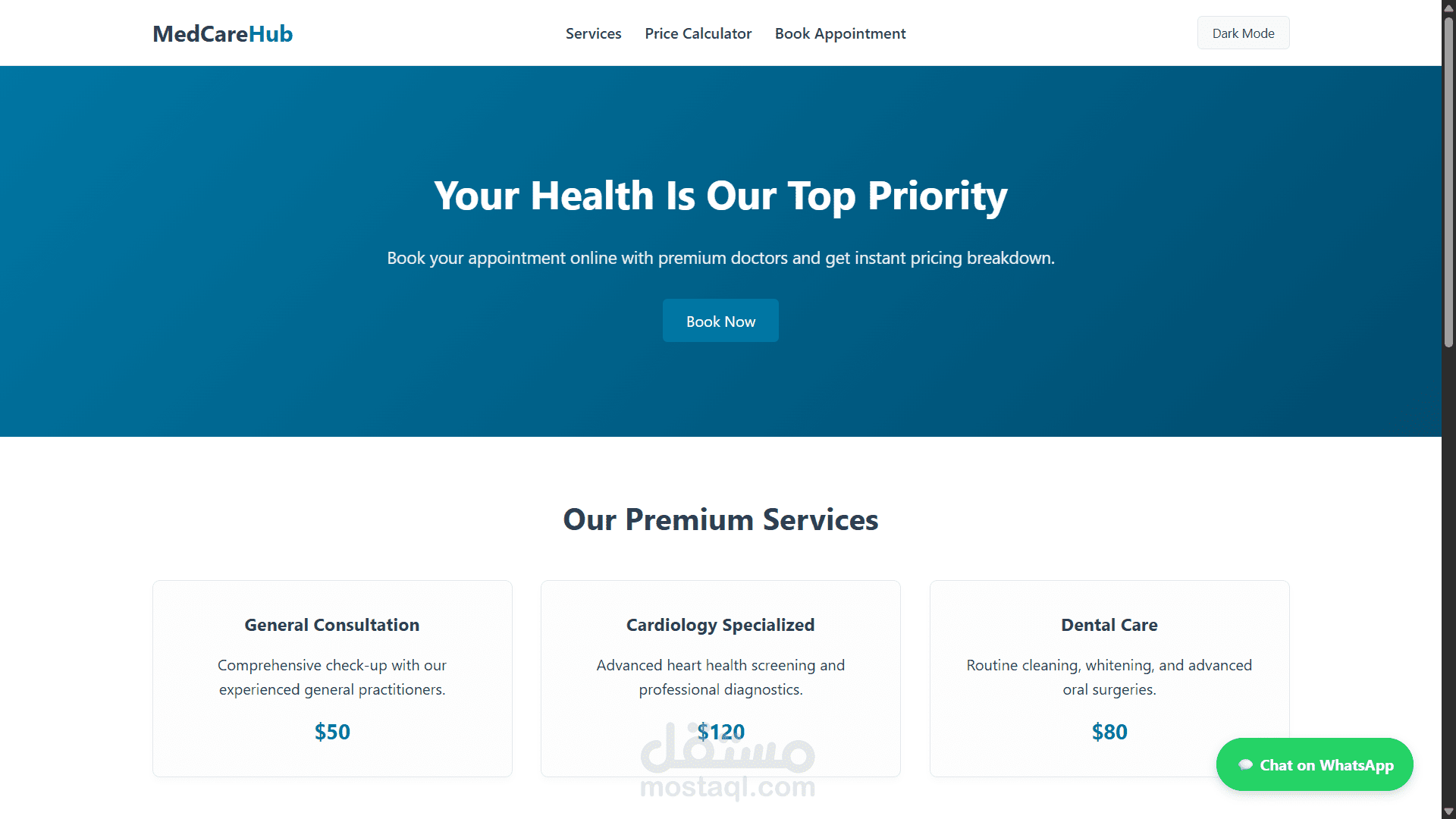 تصميم صفحة هبوط (Landing Page) تفاعلية وعصرية للعيادات والمراكز الطبية | HTML, CSS, JS